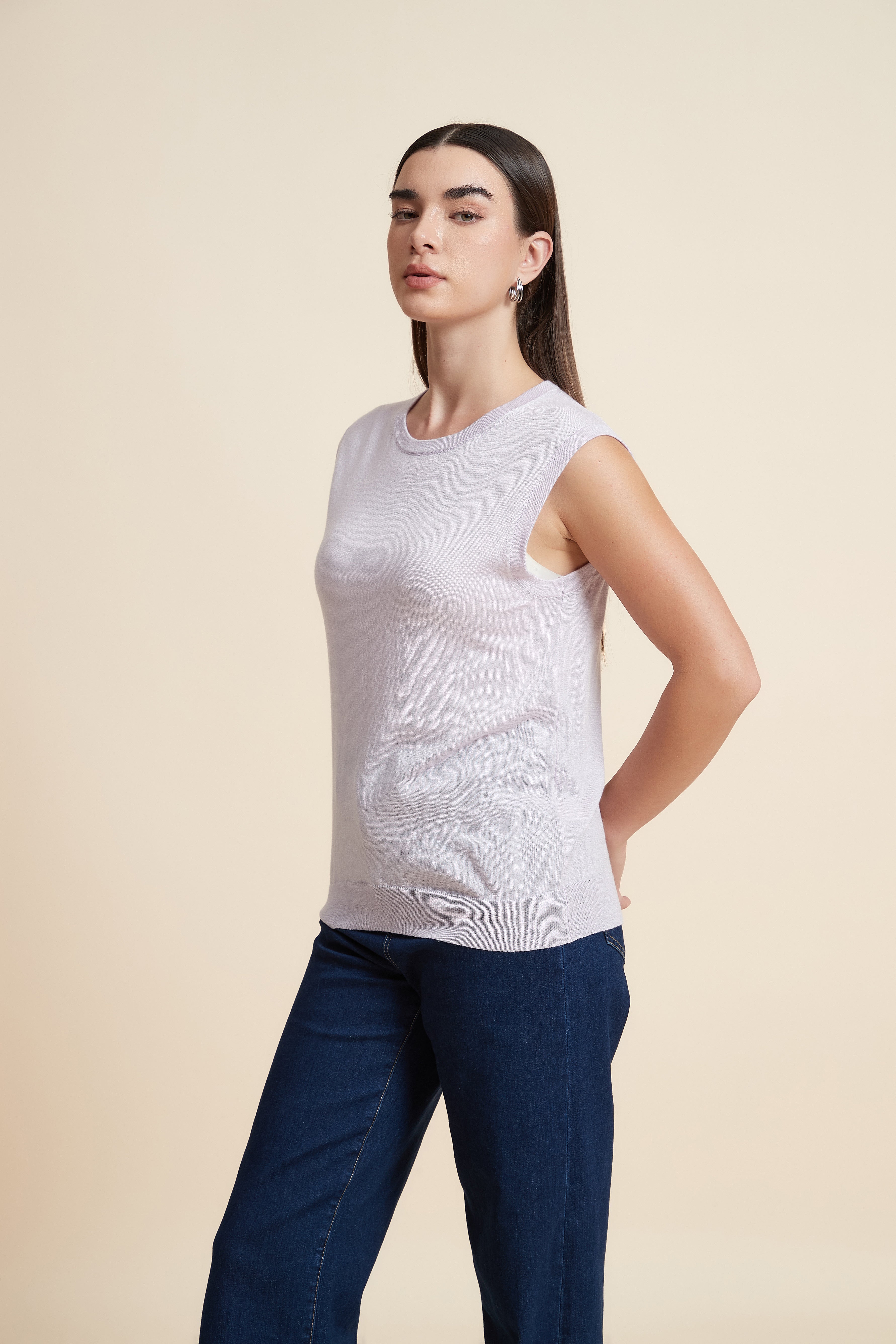 Sleeveless Plain Blouse