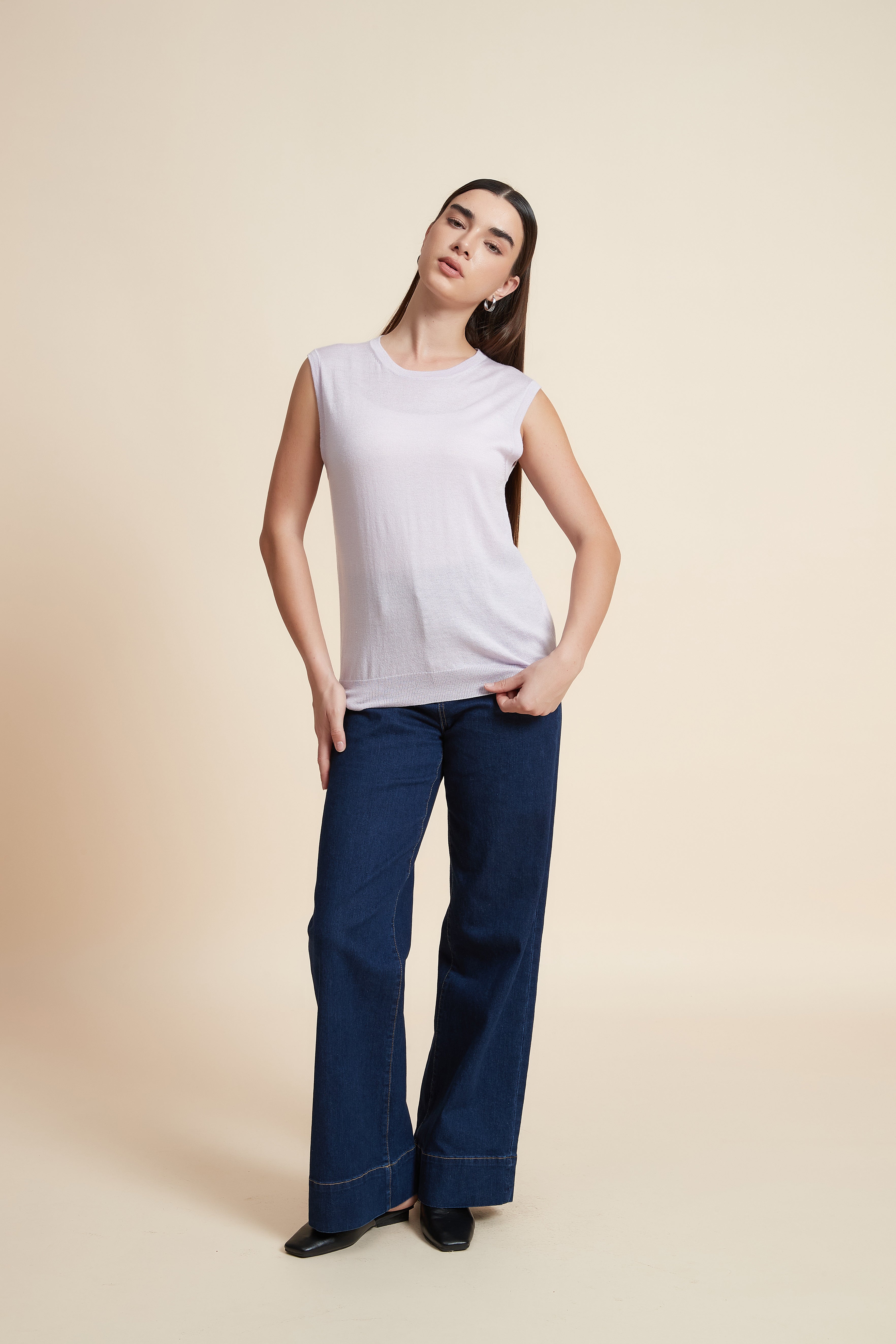 Sleeveless Plain Blouse