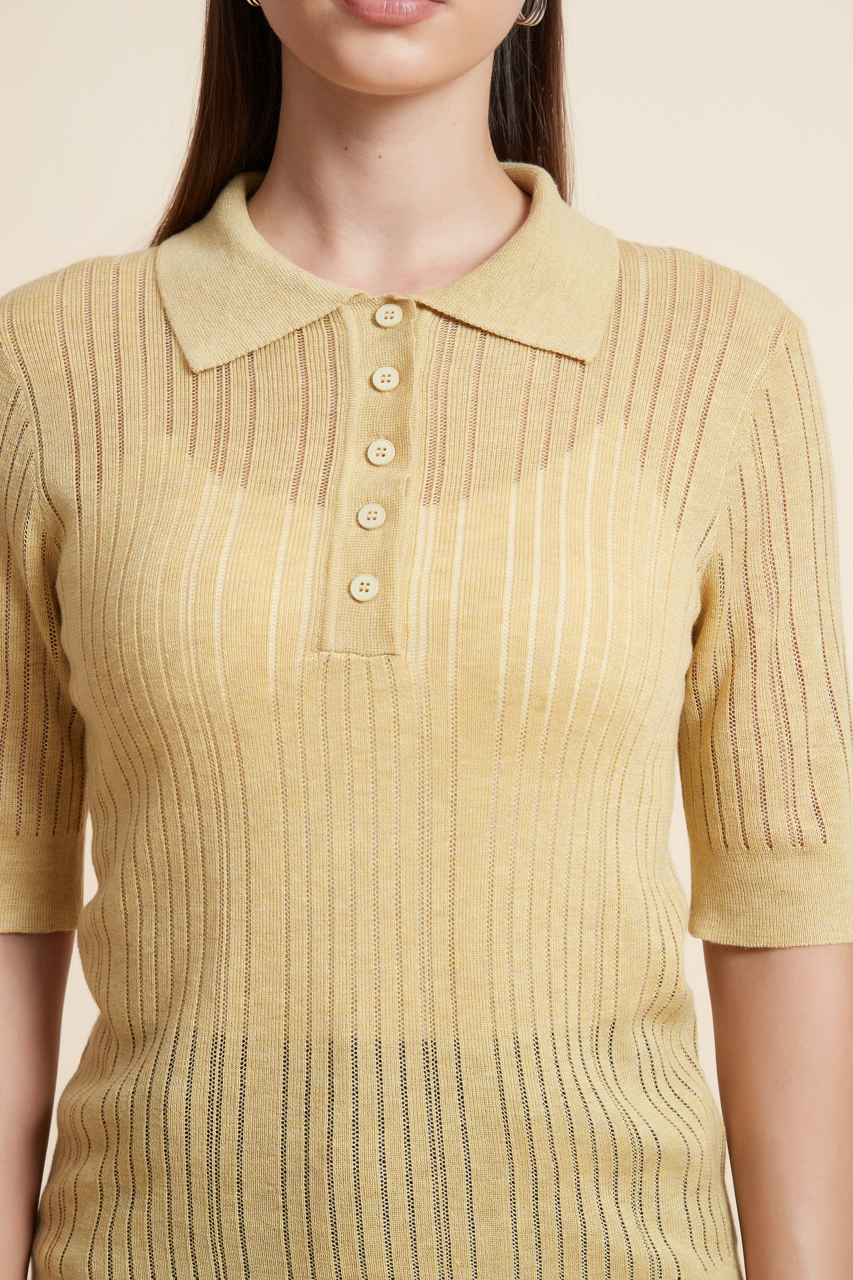 Plain Short Sleeve Shirt Collar Blouse