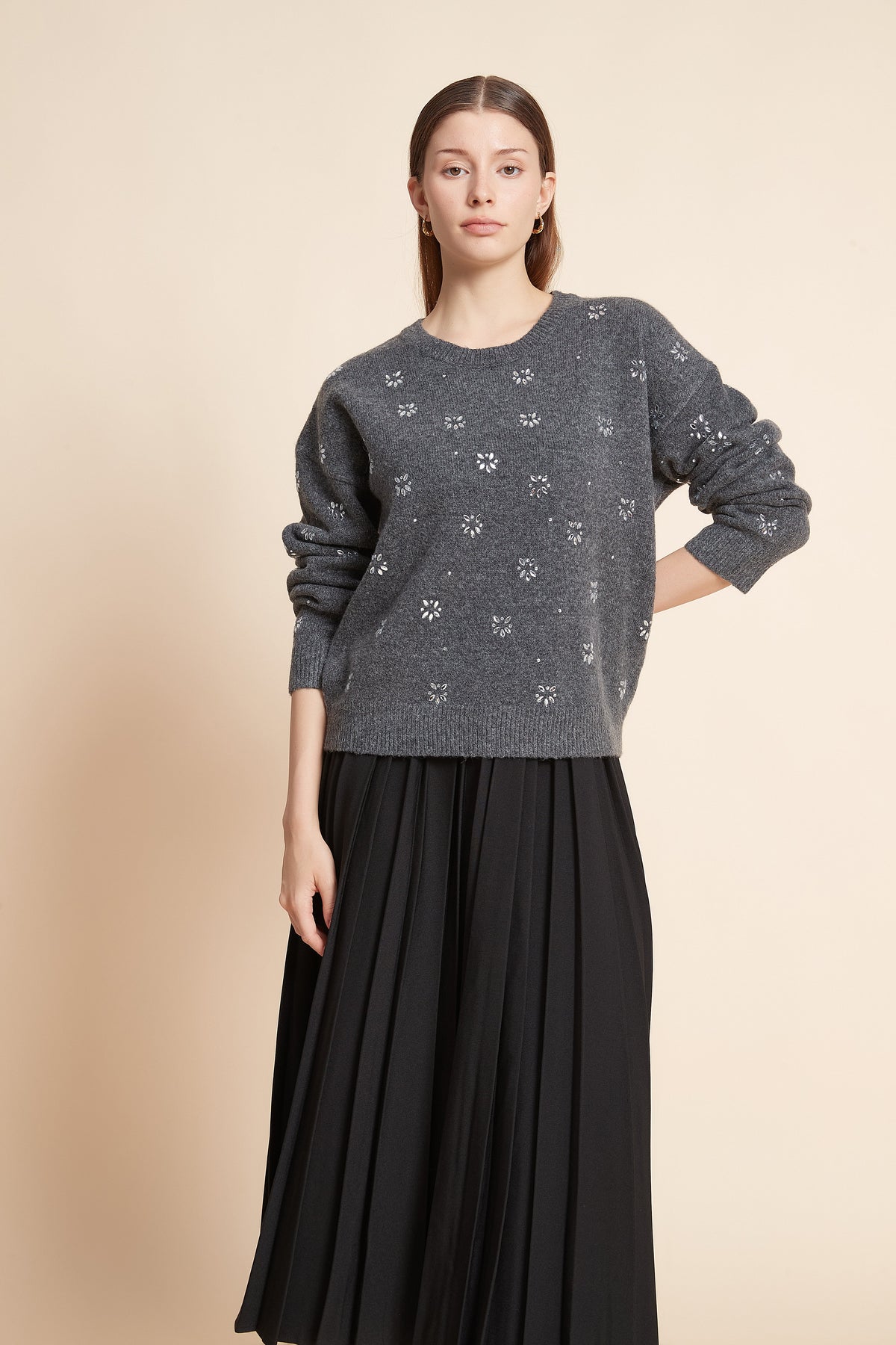 Embroidered Long Sleeve Top