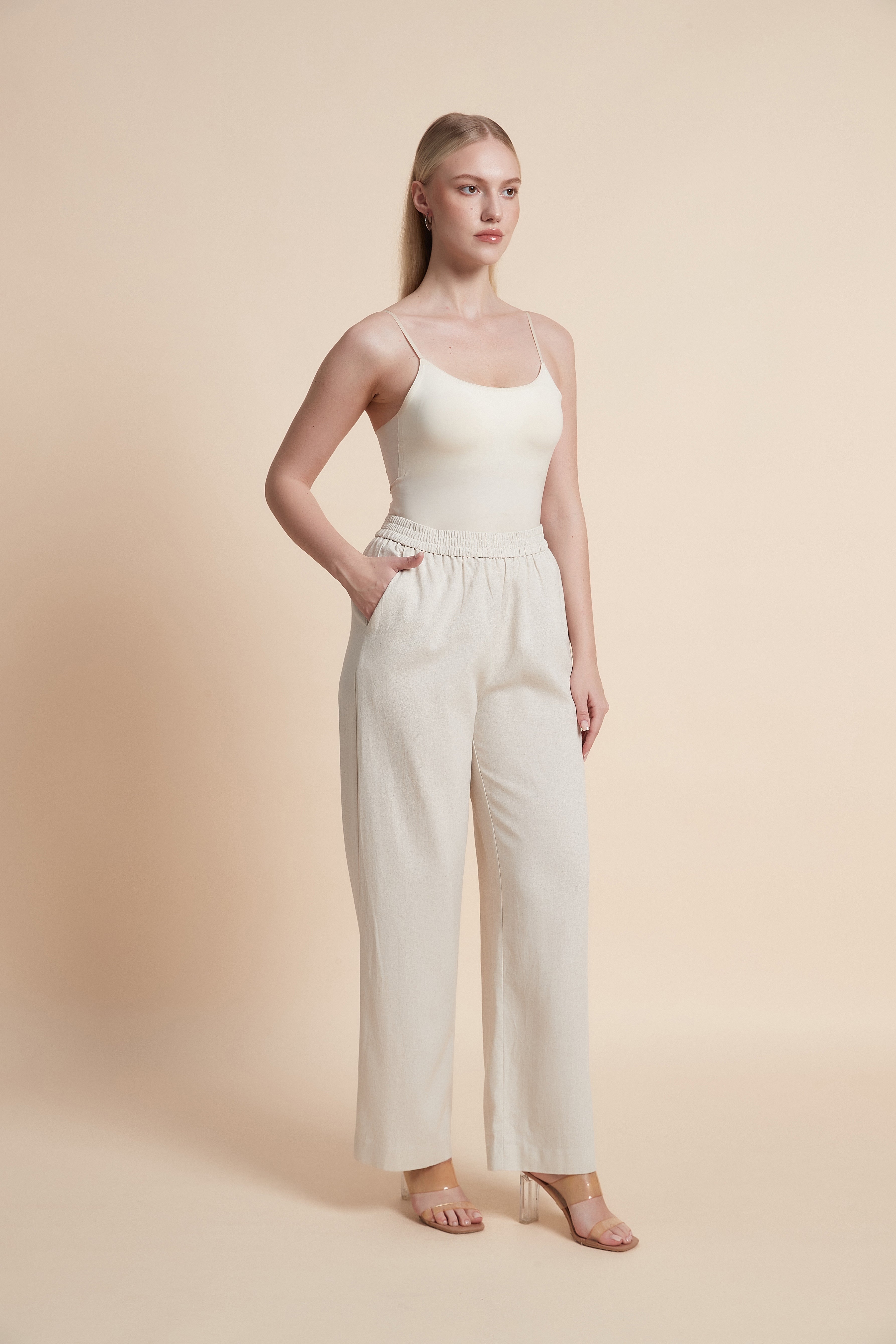 Plain Wide-Leg Trousers