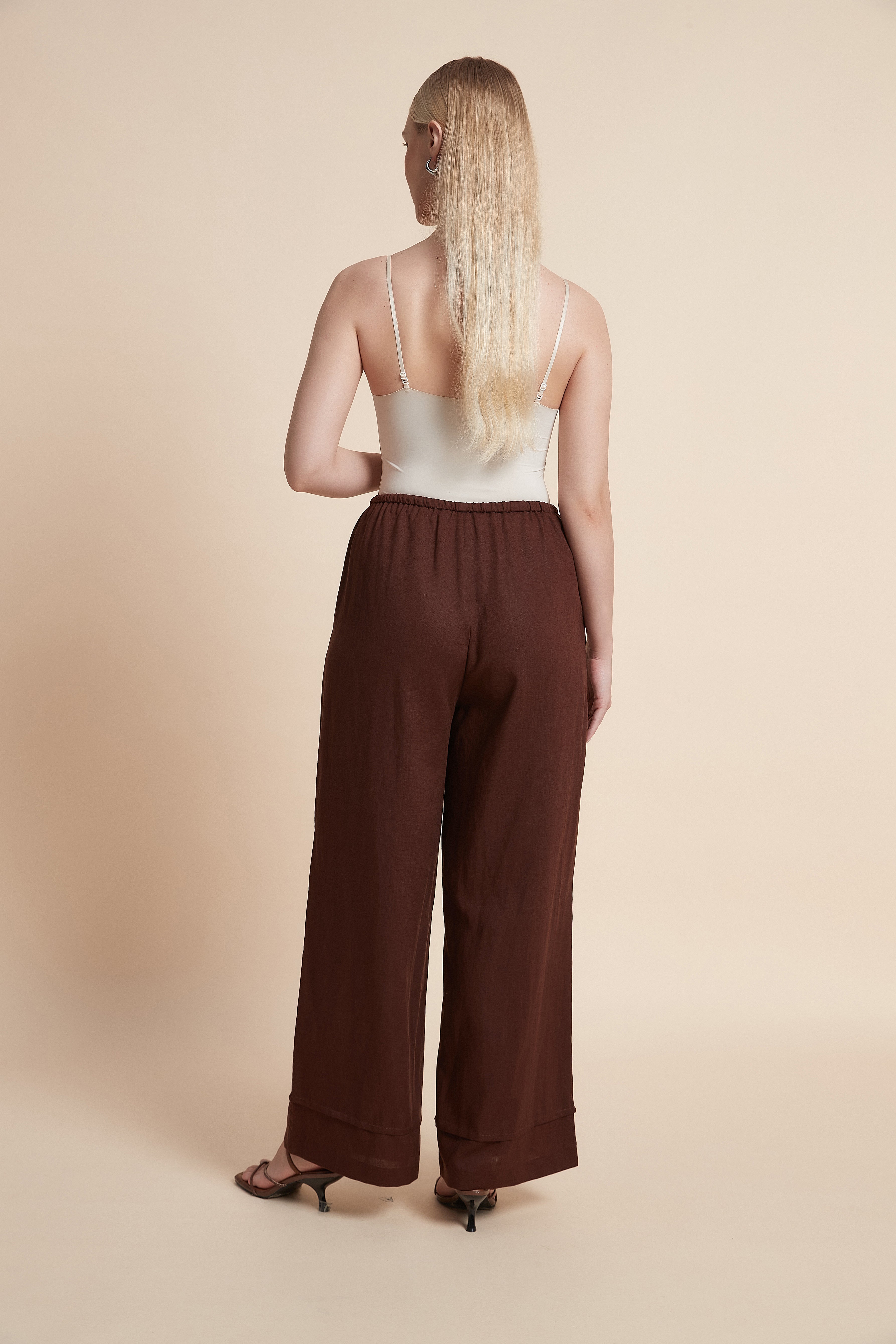 Plain Wide-Leg Trousers