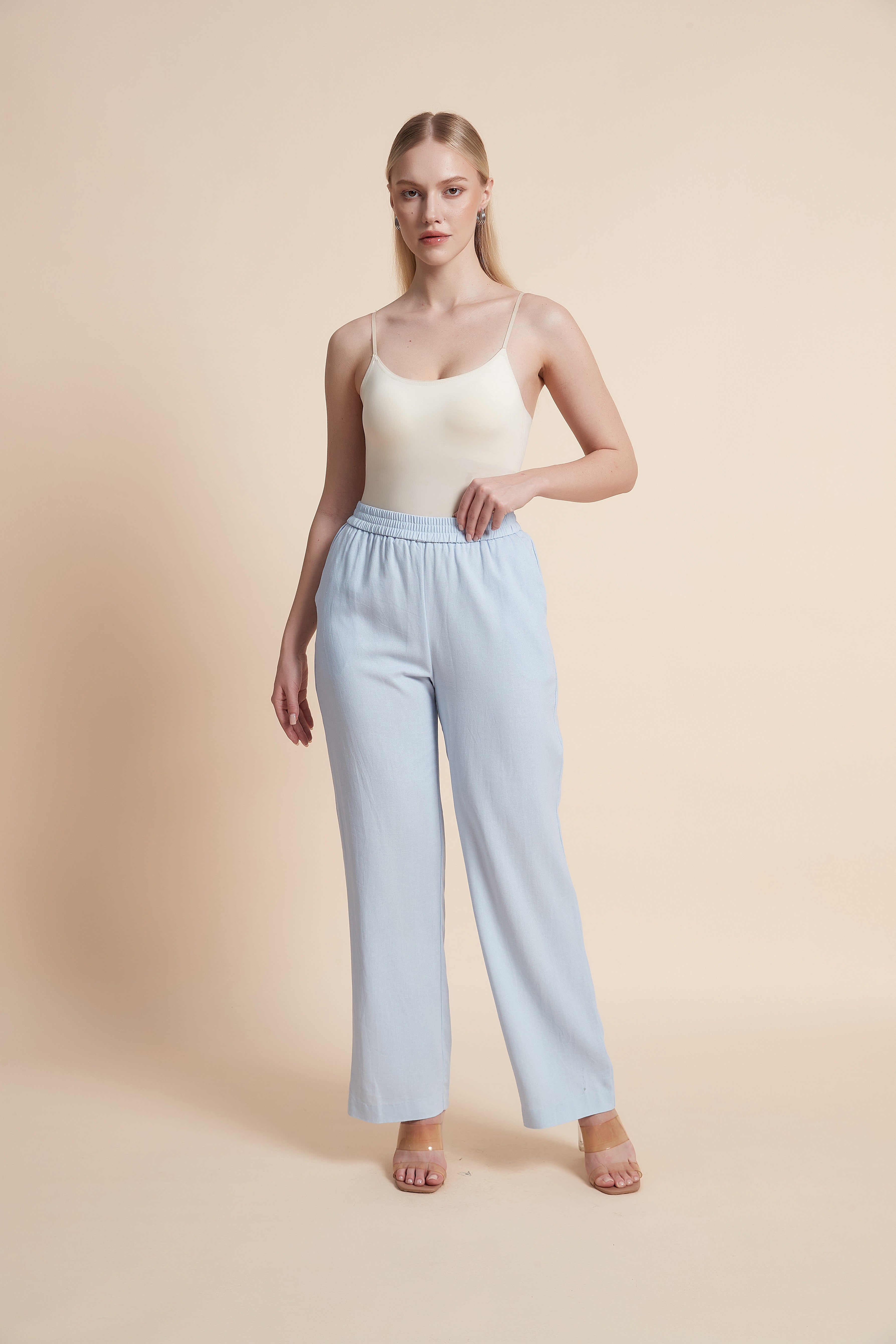 Plain Wide-Leg Trousers