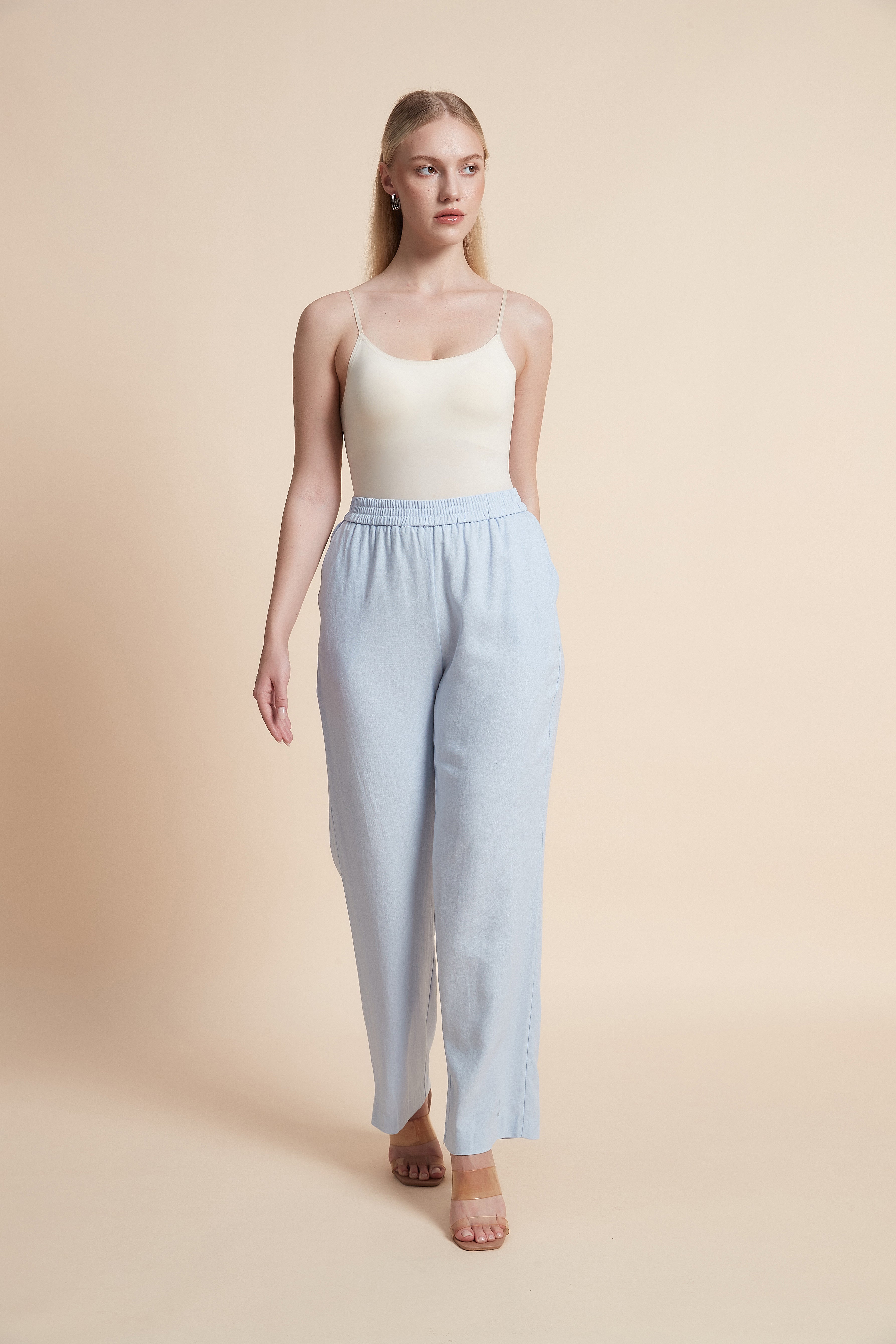 Plain Wide-Leg Trousers