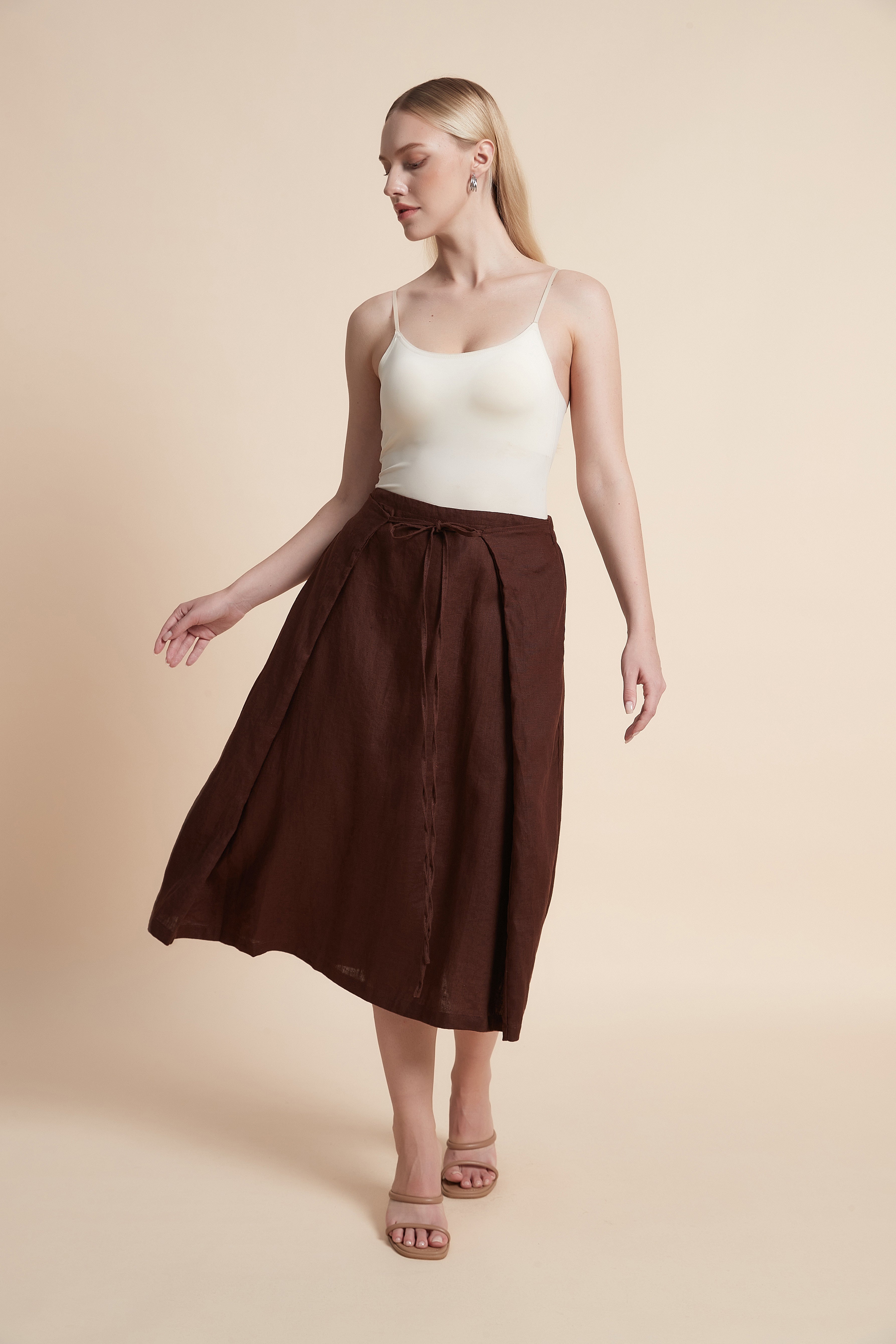 Plain Wide Midi Skirt