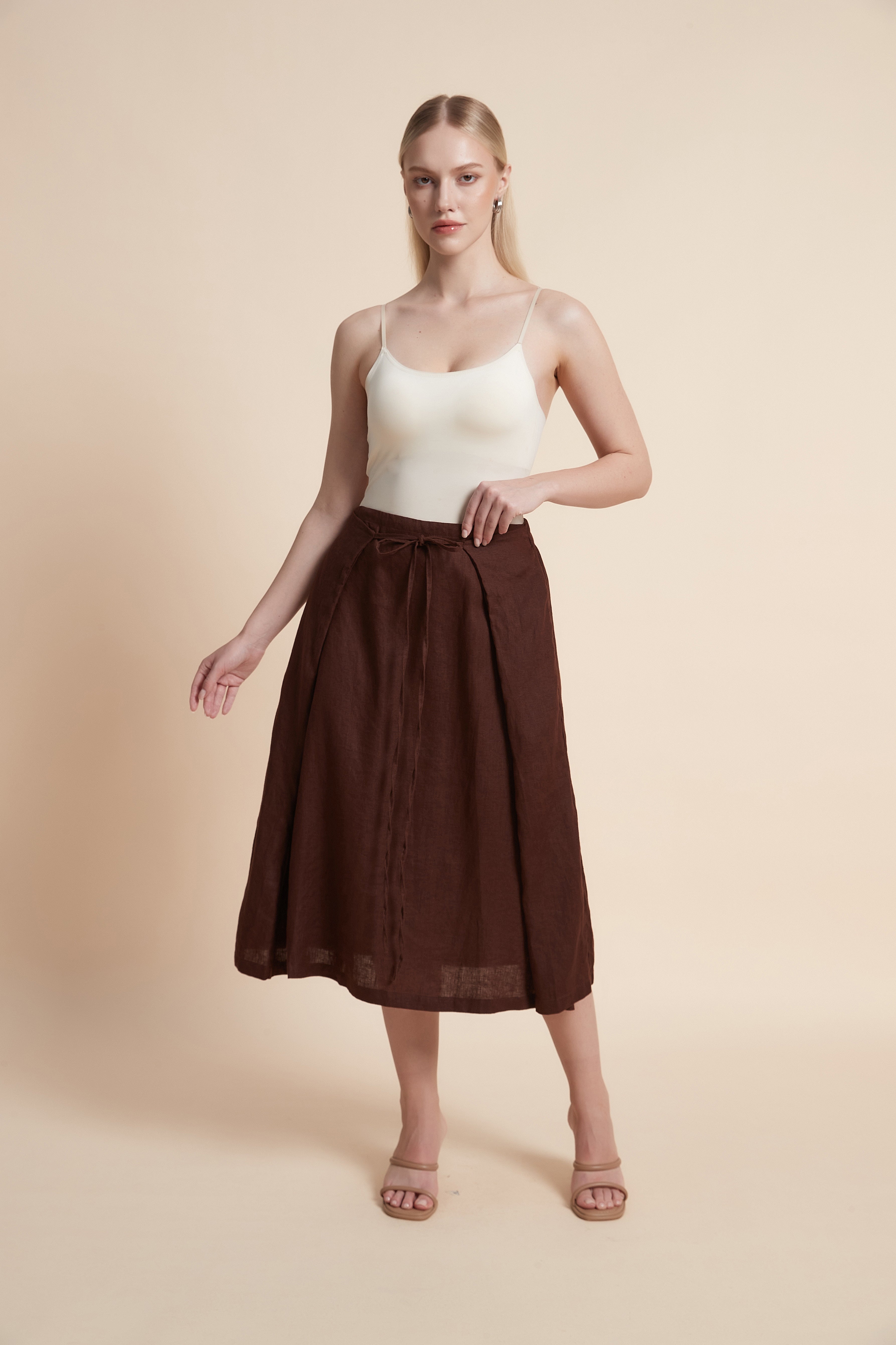 Plain Wide Midi Skirt