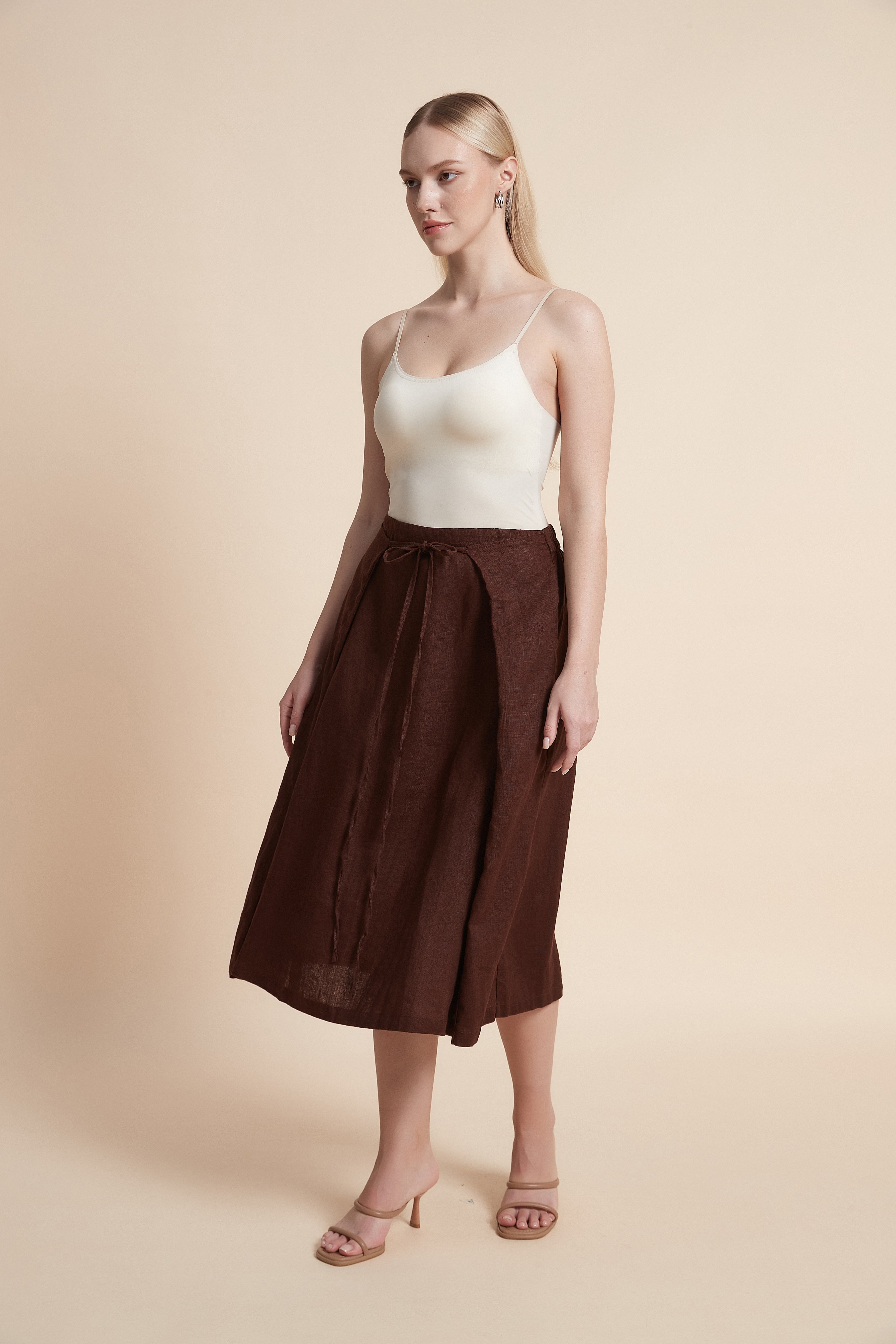 Plain Wide Midi Skirt