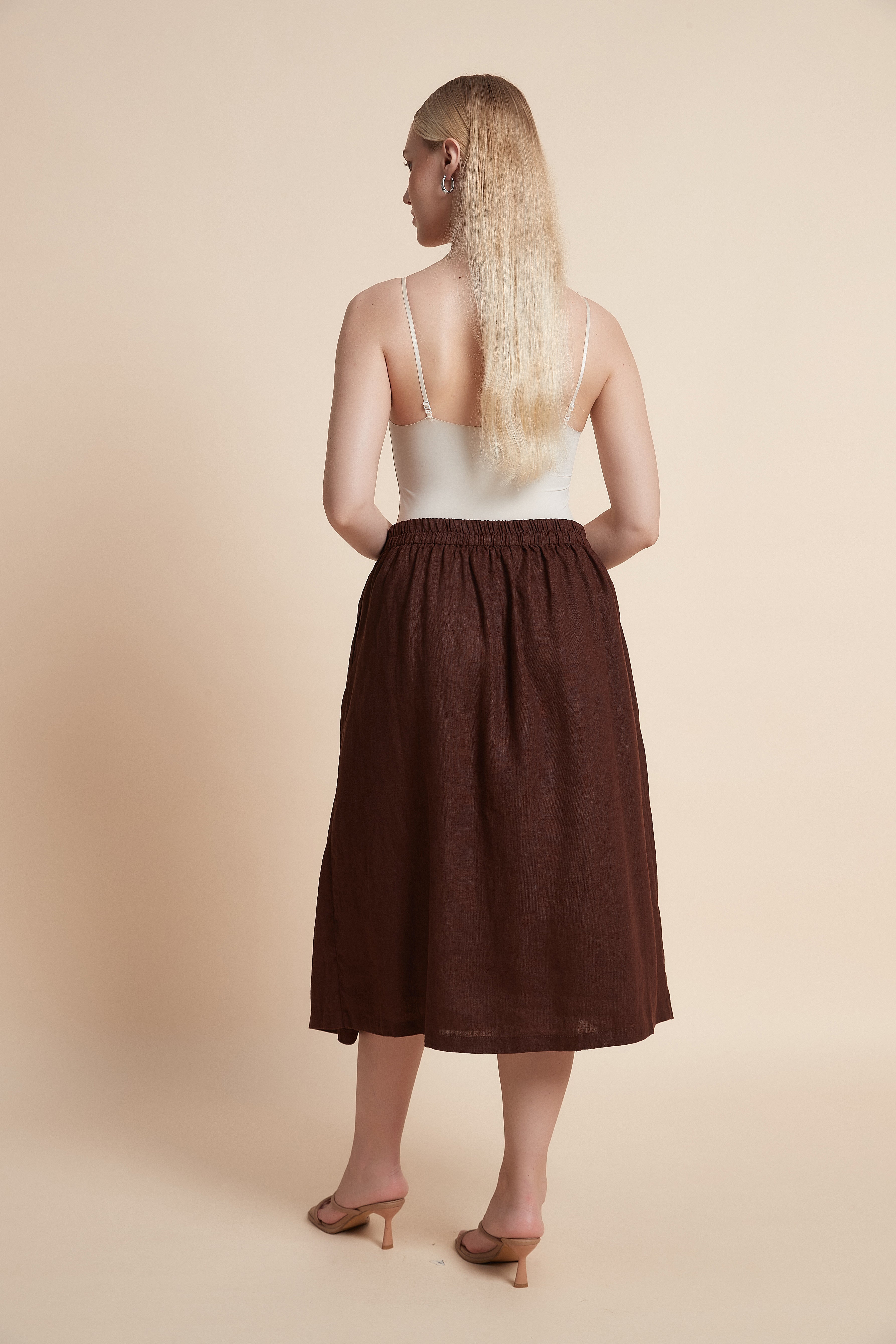 Plain Wide Midi Skirt