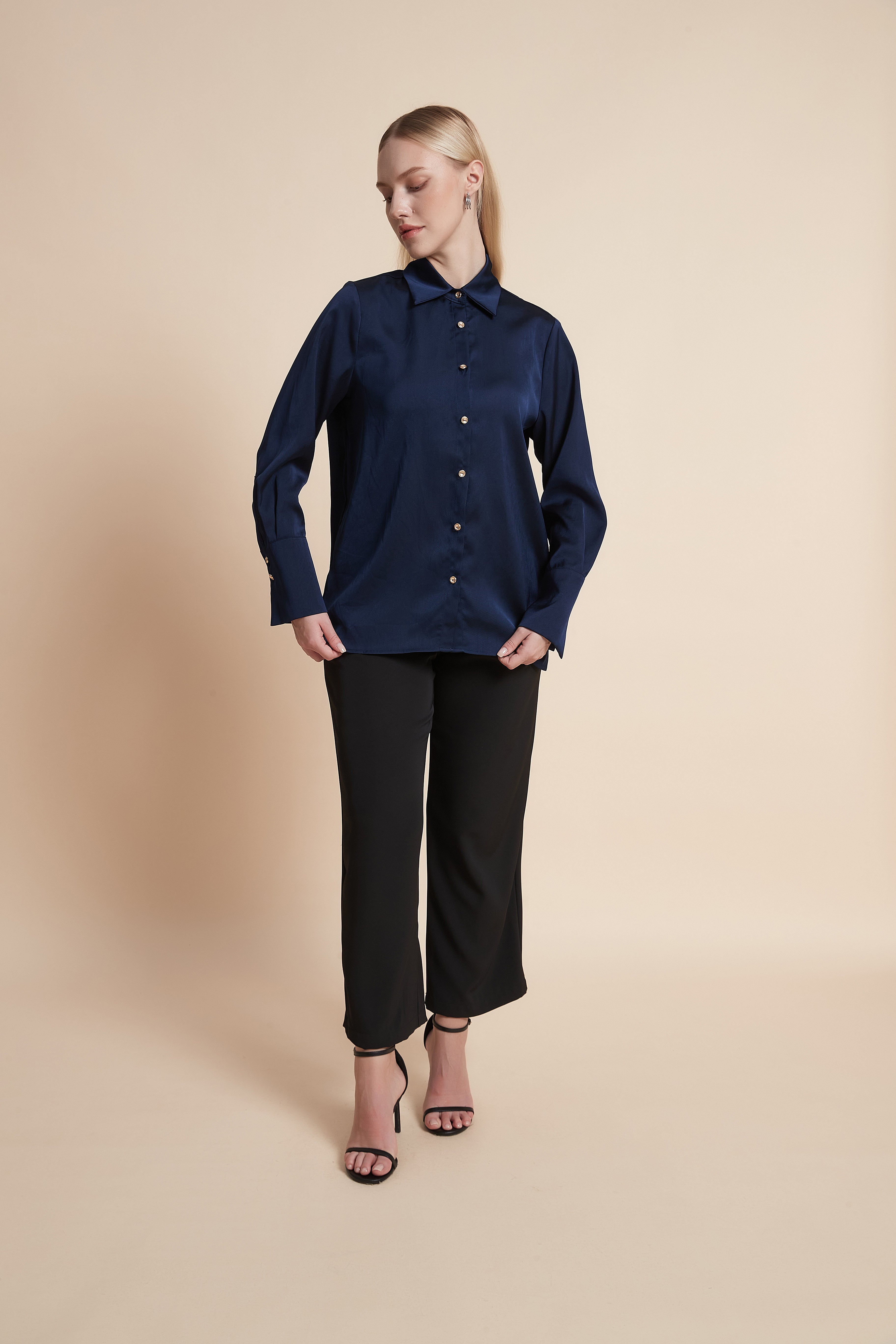 Long sleeve solid long shirt