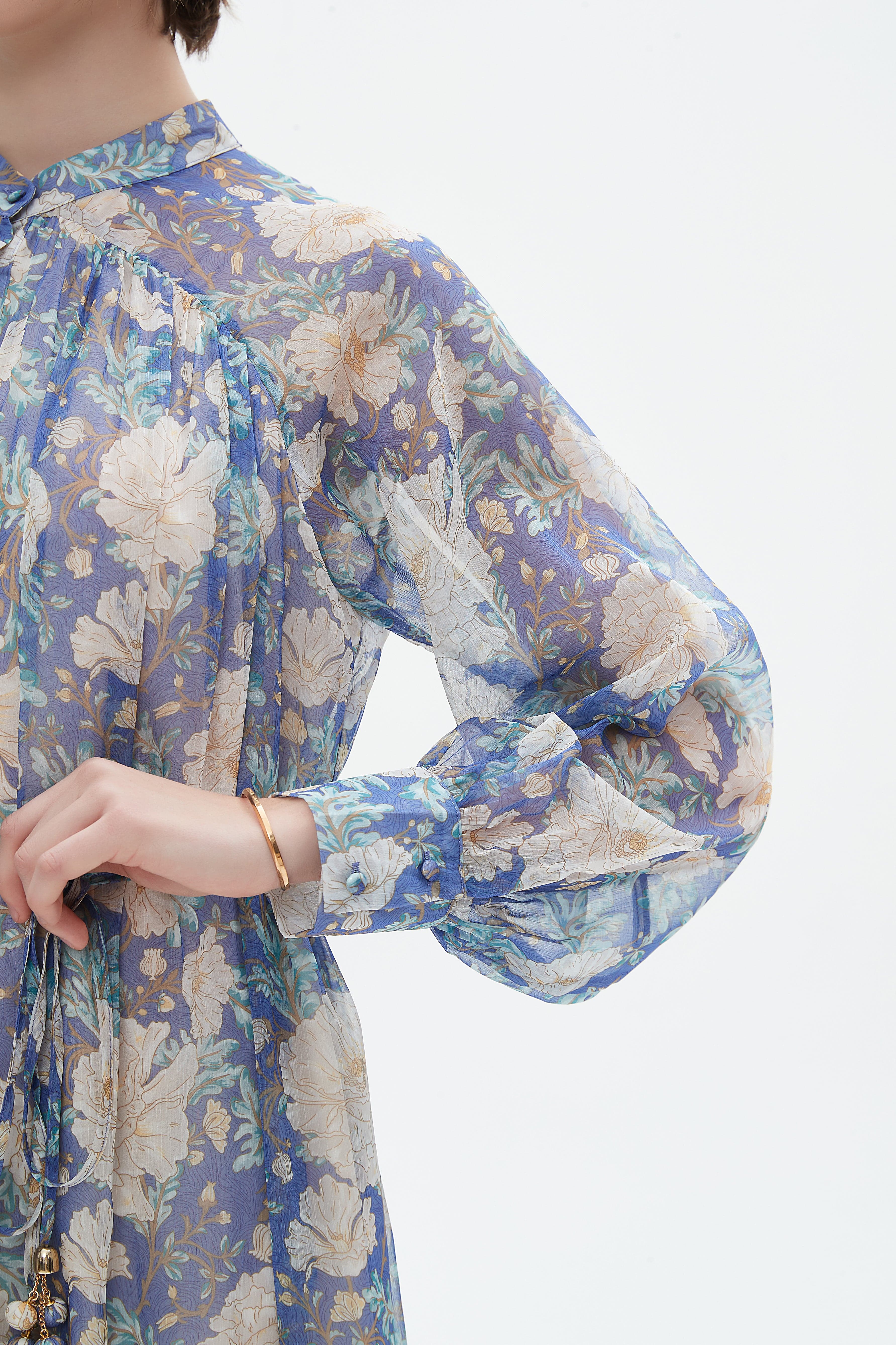Floral Long-Sleeve Midi Dress