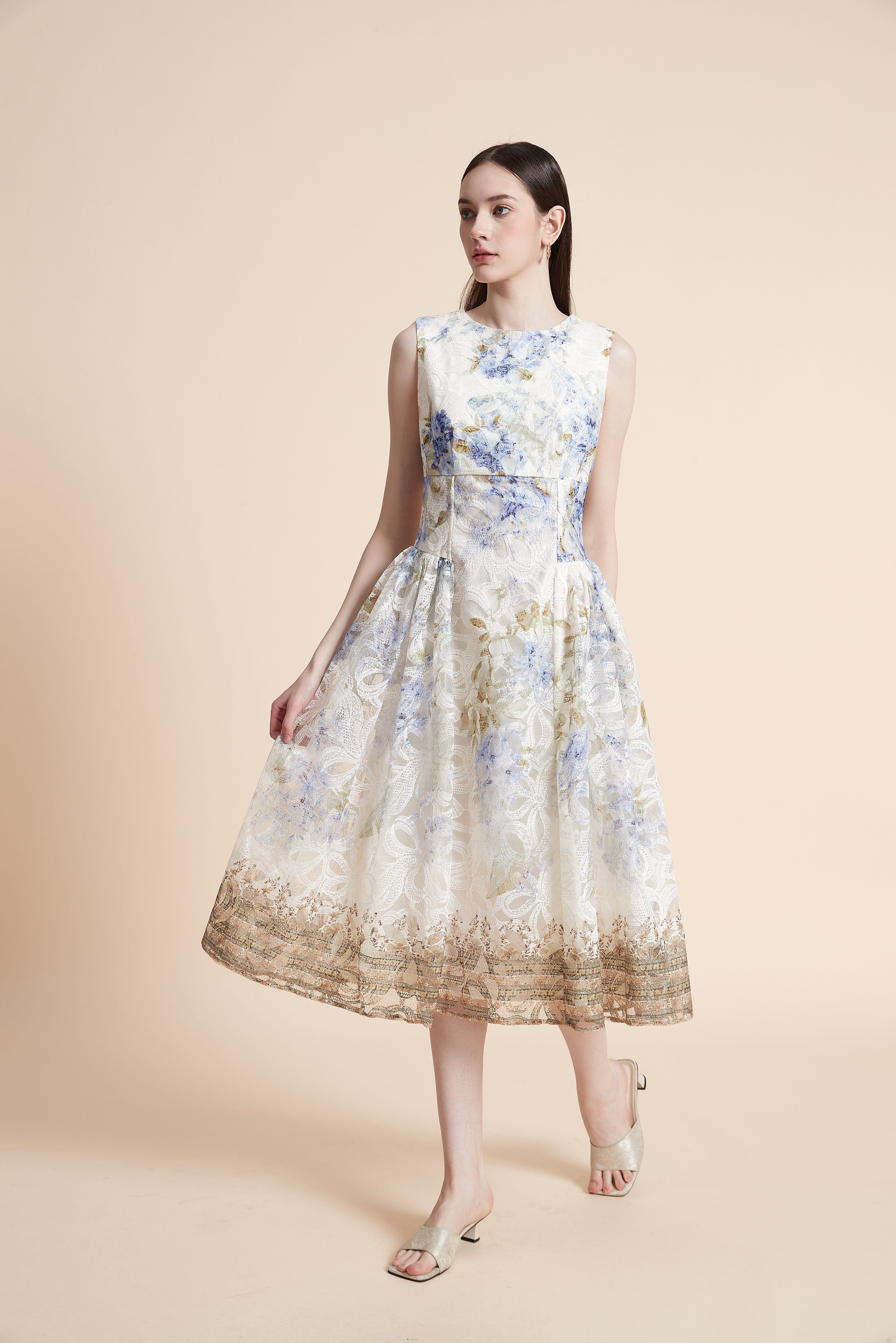 Sleeveless Printed Midi Dress