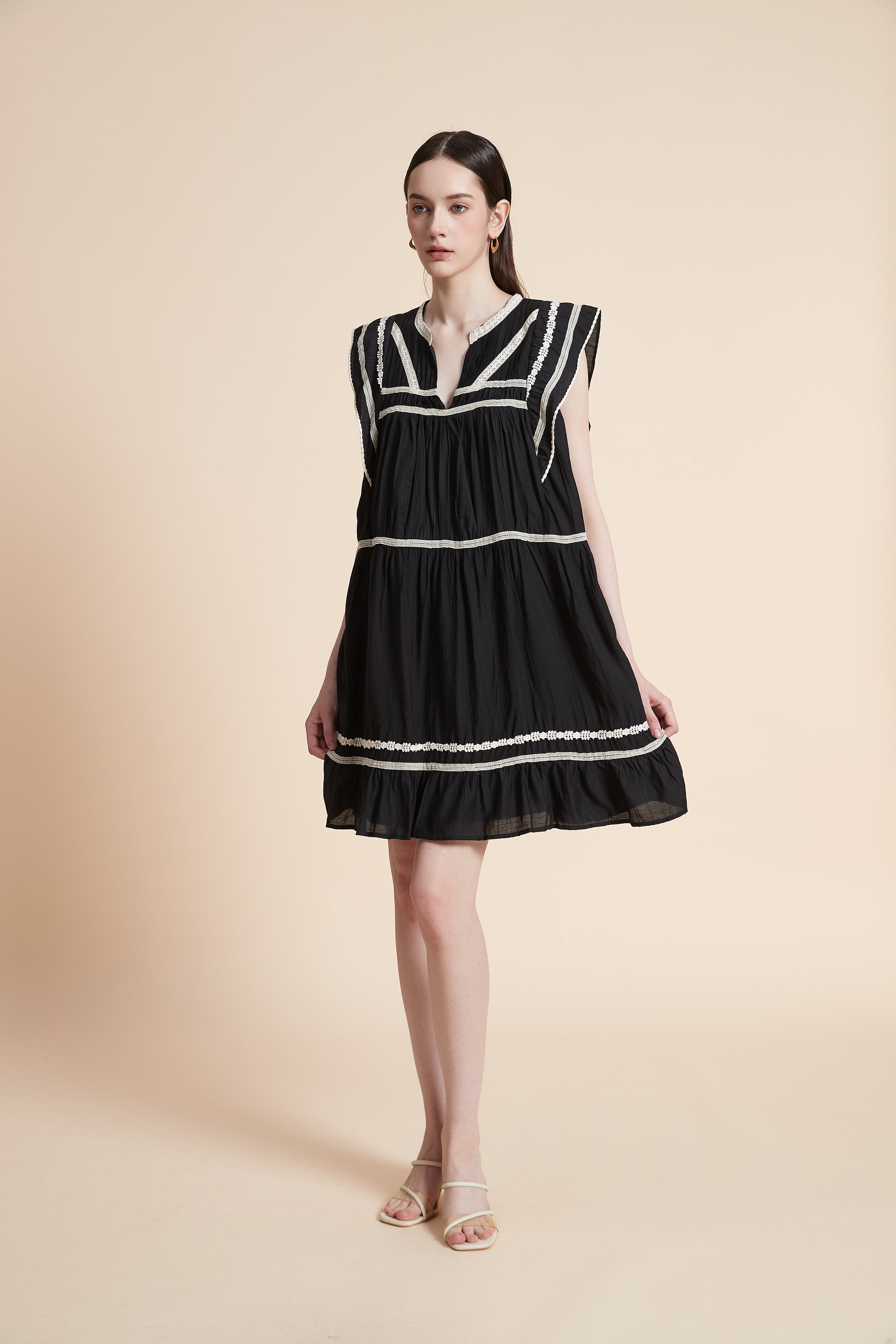 Short Printed Dress with Short Sleeves