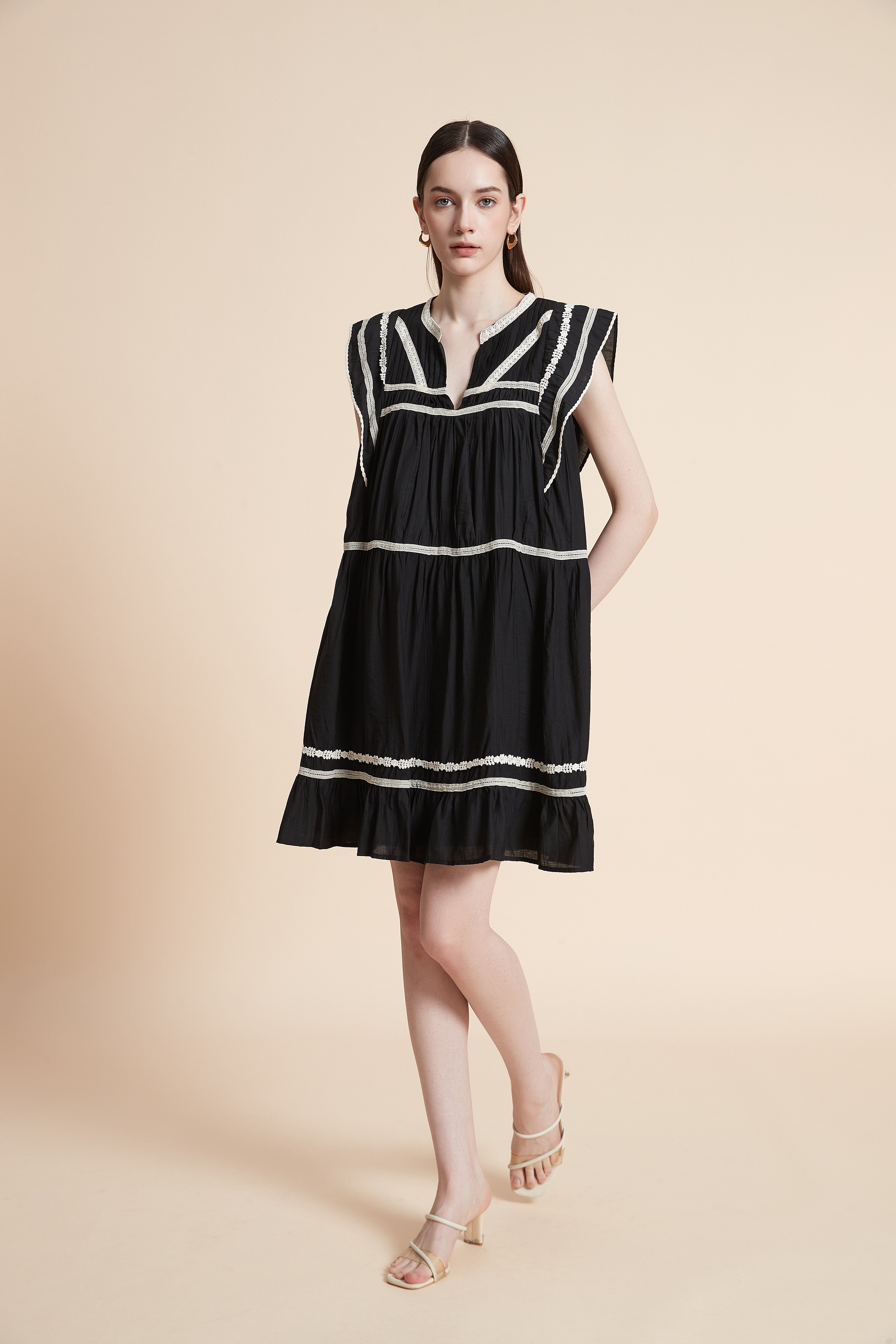 Short Printed Dress with Short Sleeves