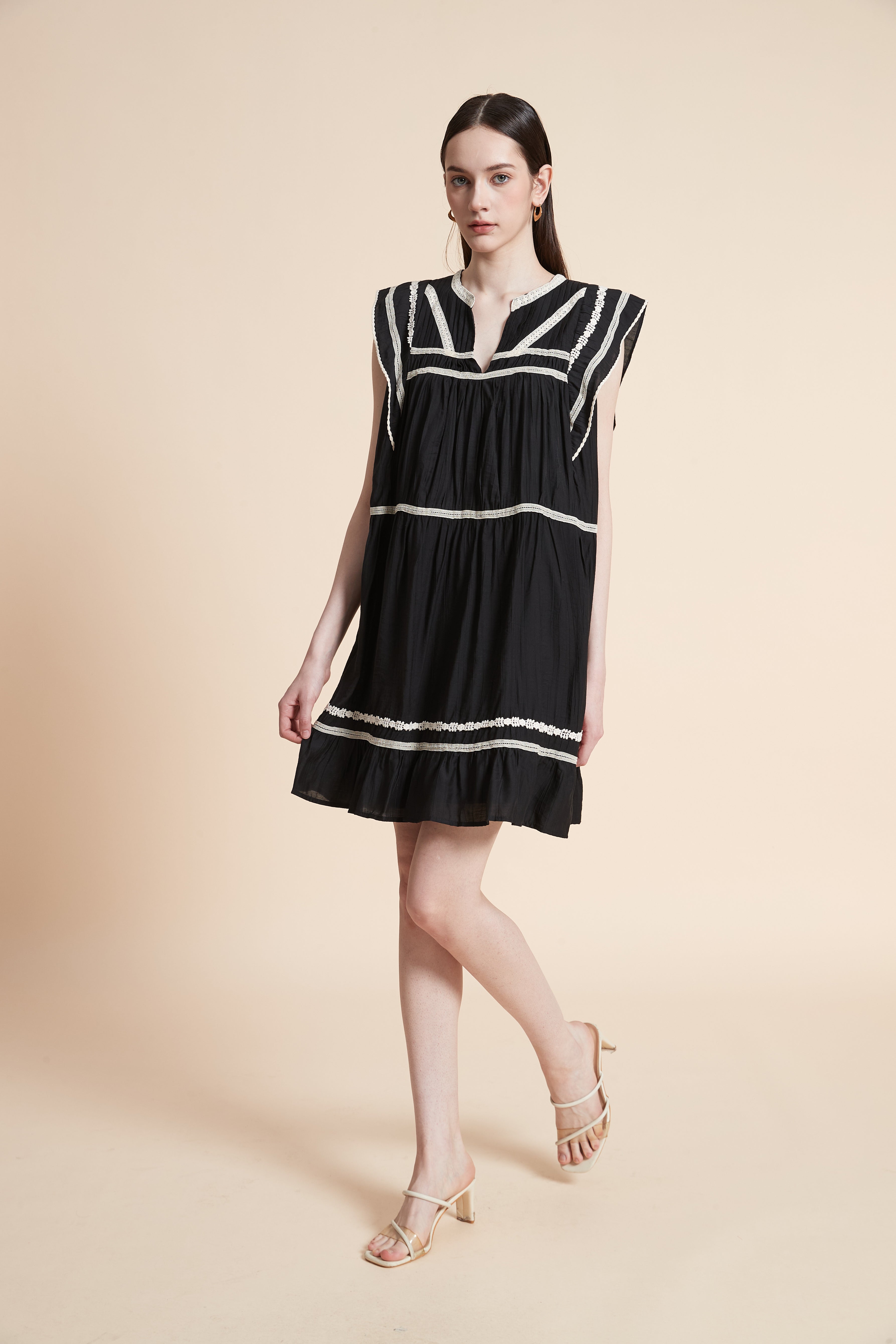 Short Printed Dress with Short Sleeves