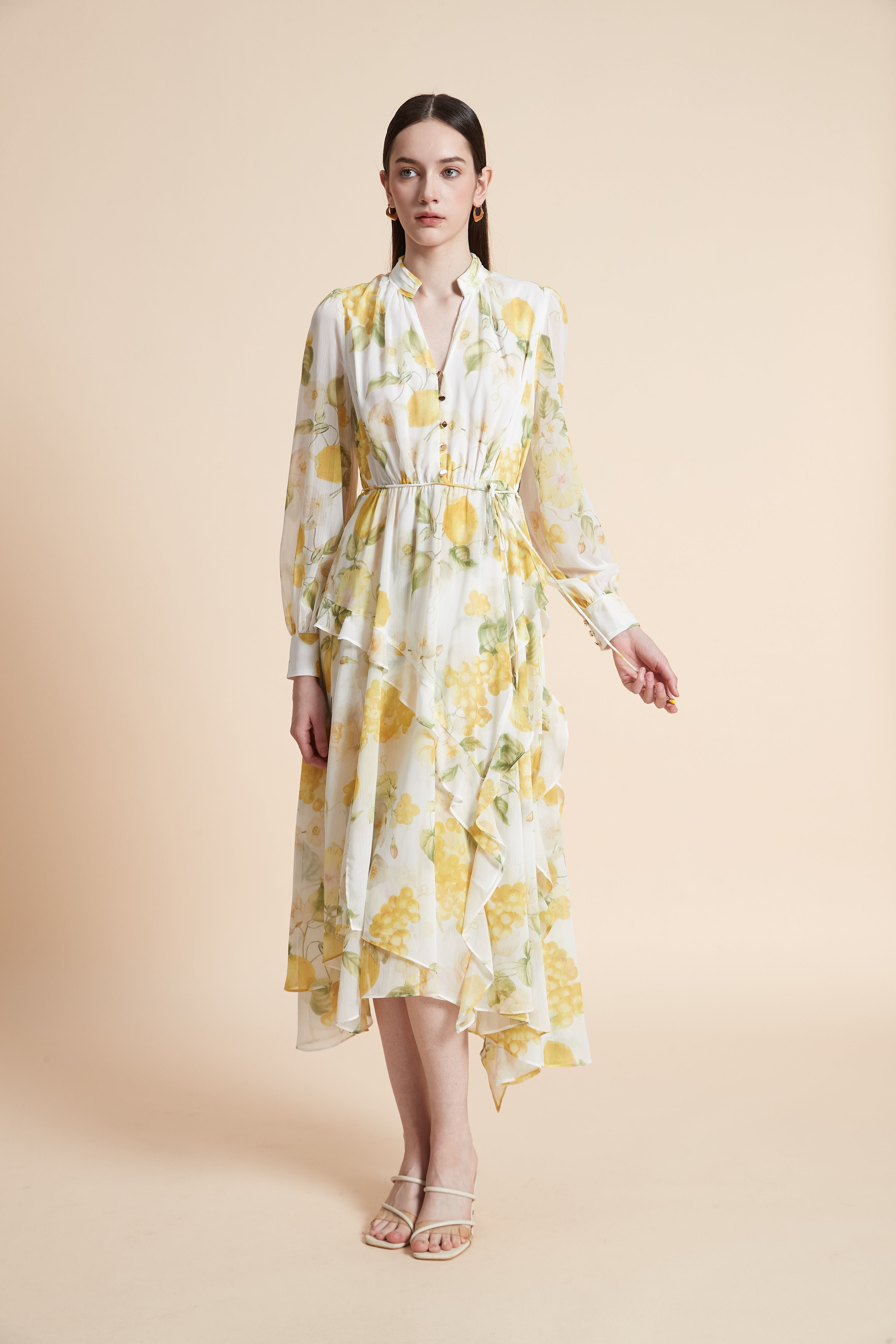 Floral Midi Dress with Long Sleeves