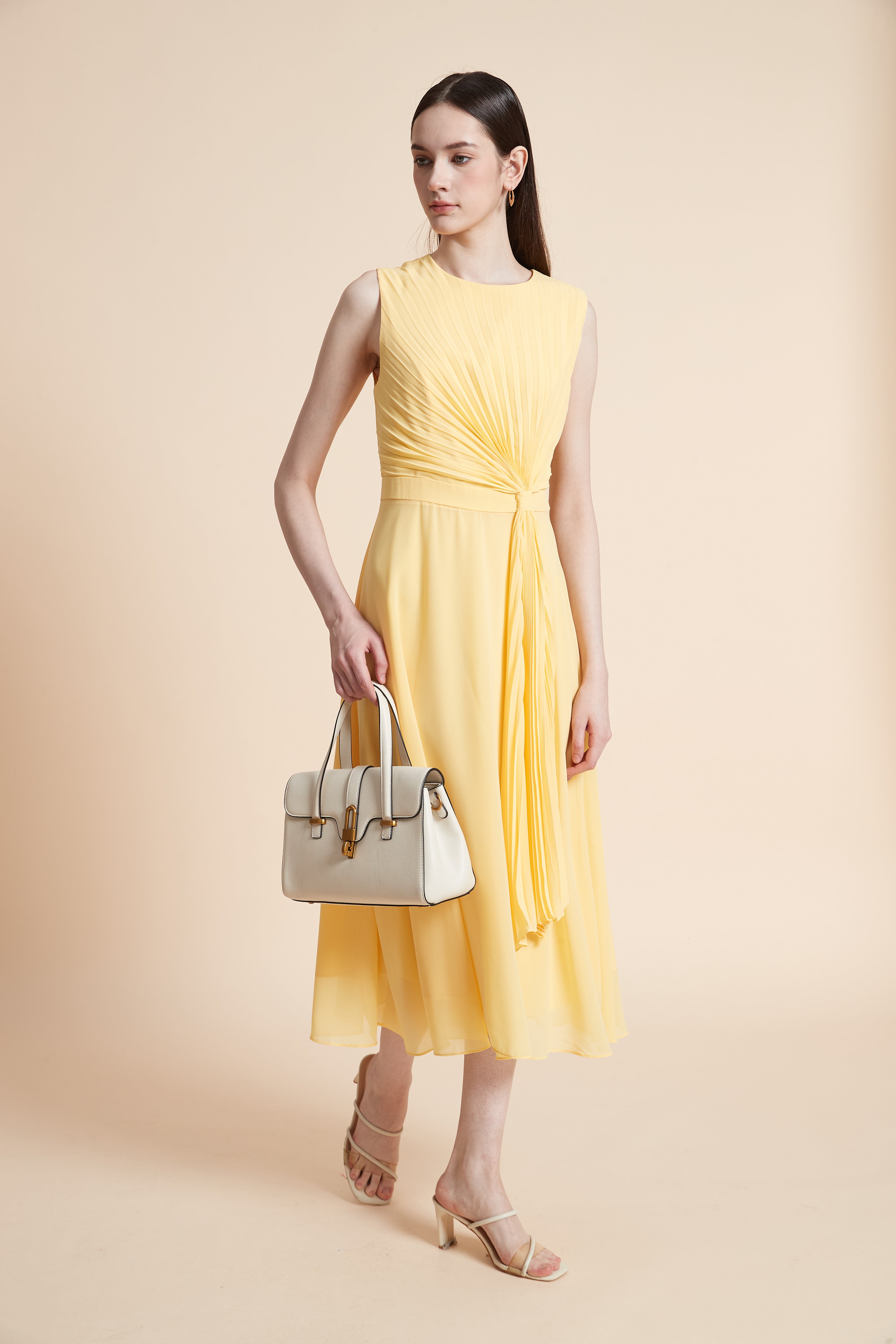 Sleeveless Pleated Midi Dress