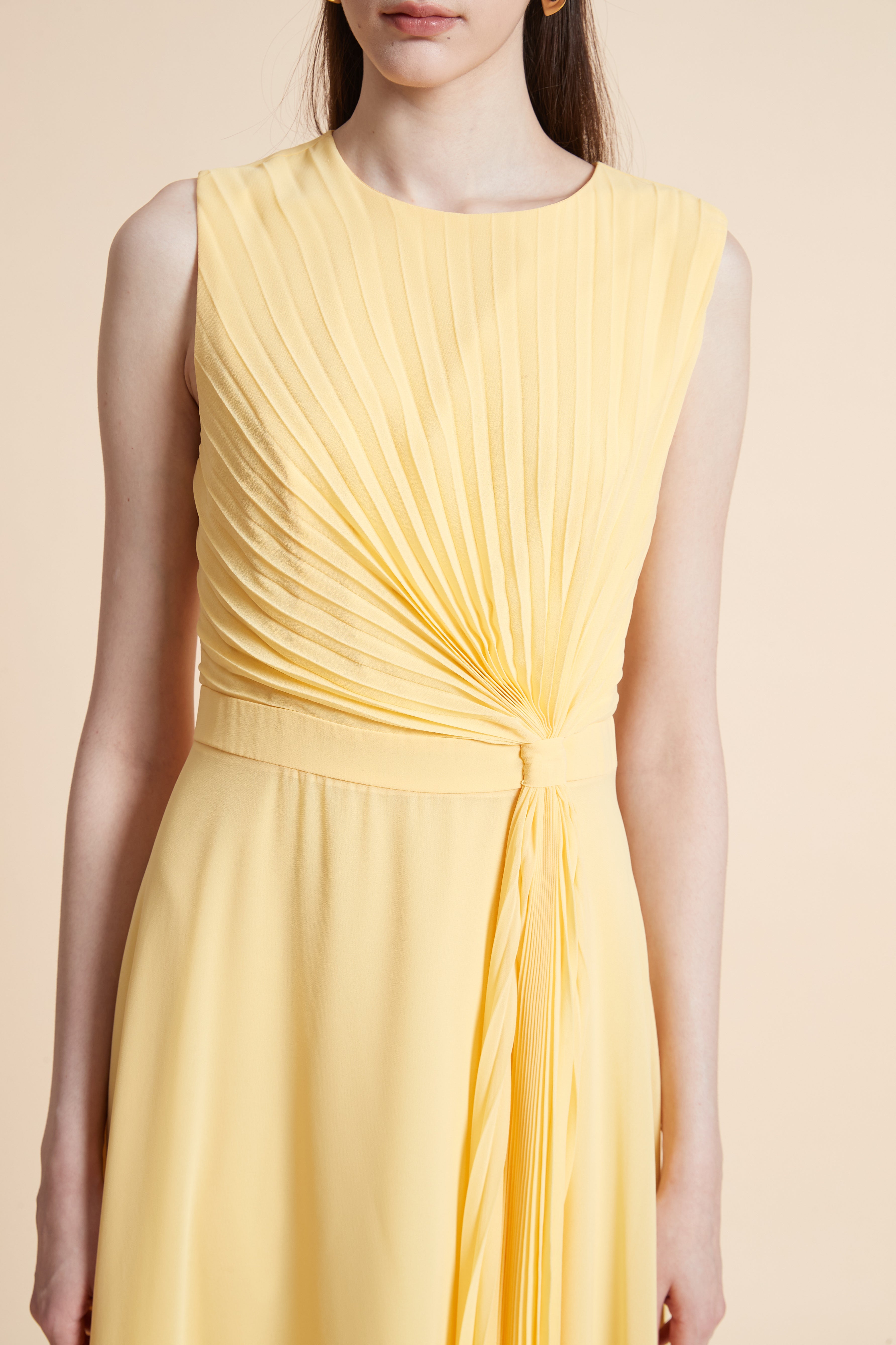 Sleeveless Pleated Midi Dress