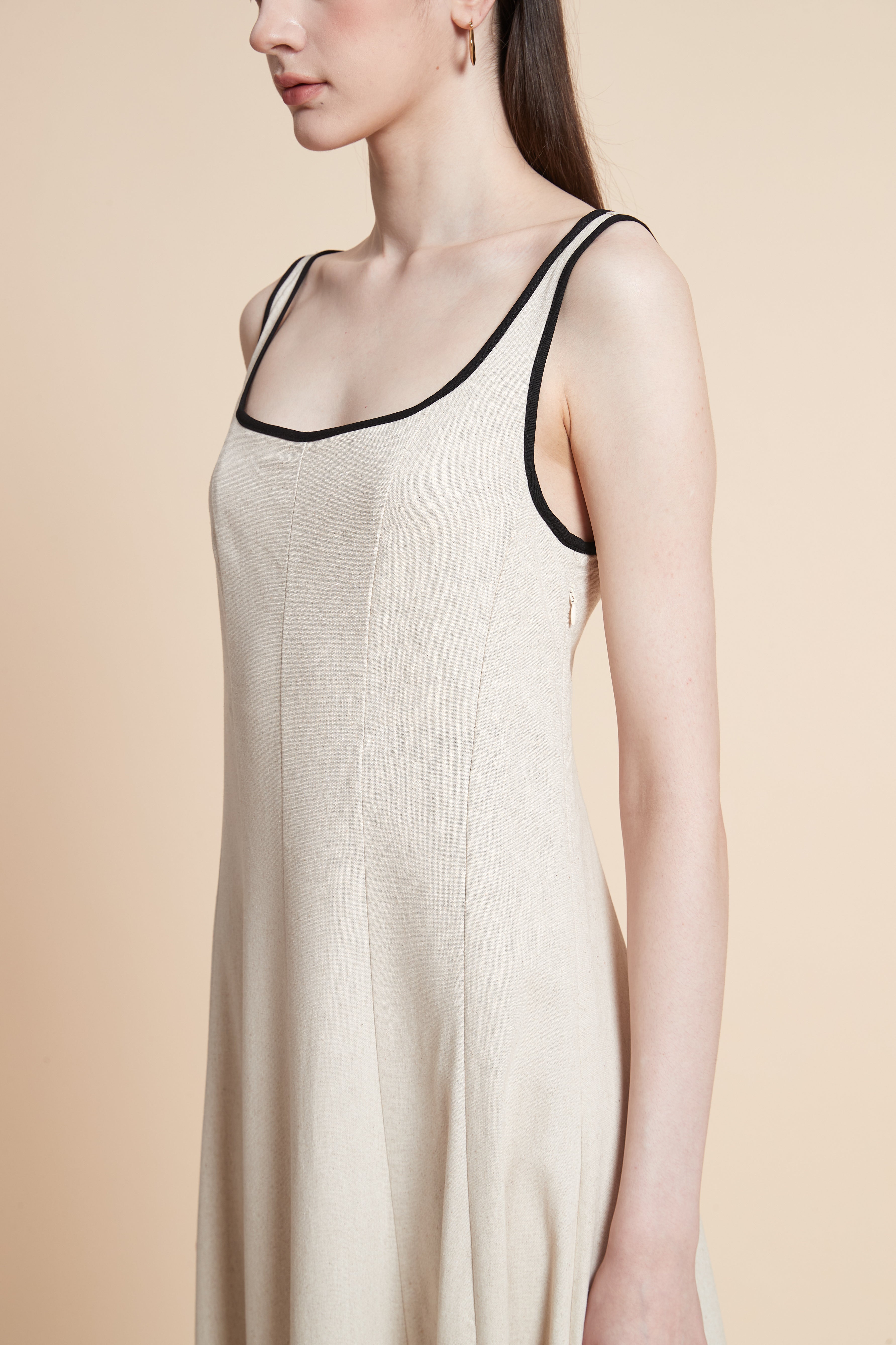 Solid Midi Dress with Straps
