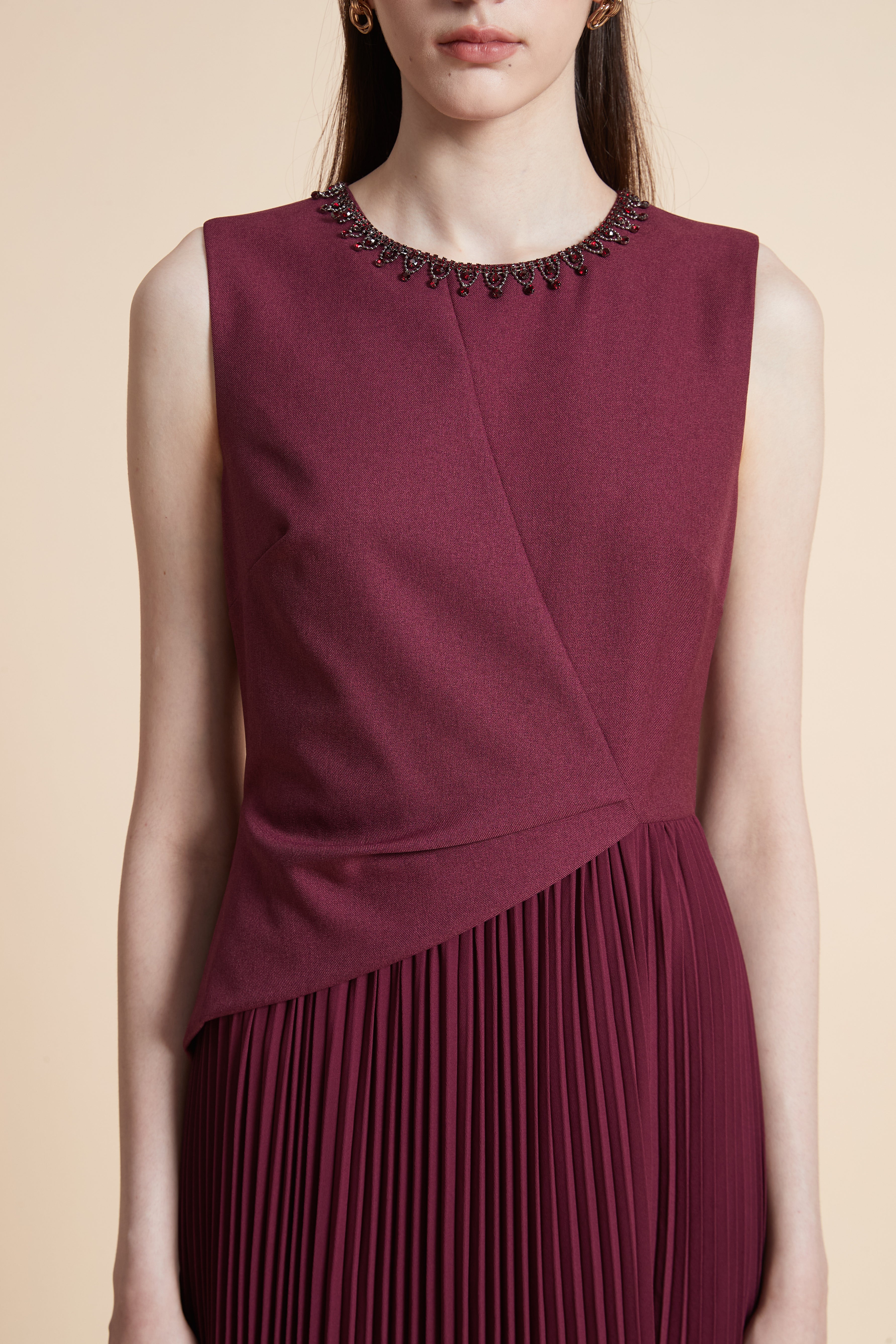 Pleated Sleeveless Maxi Dress