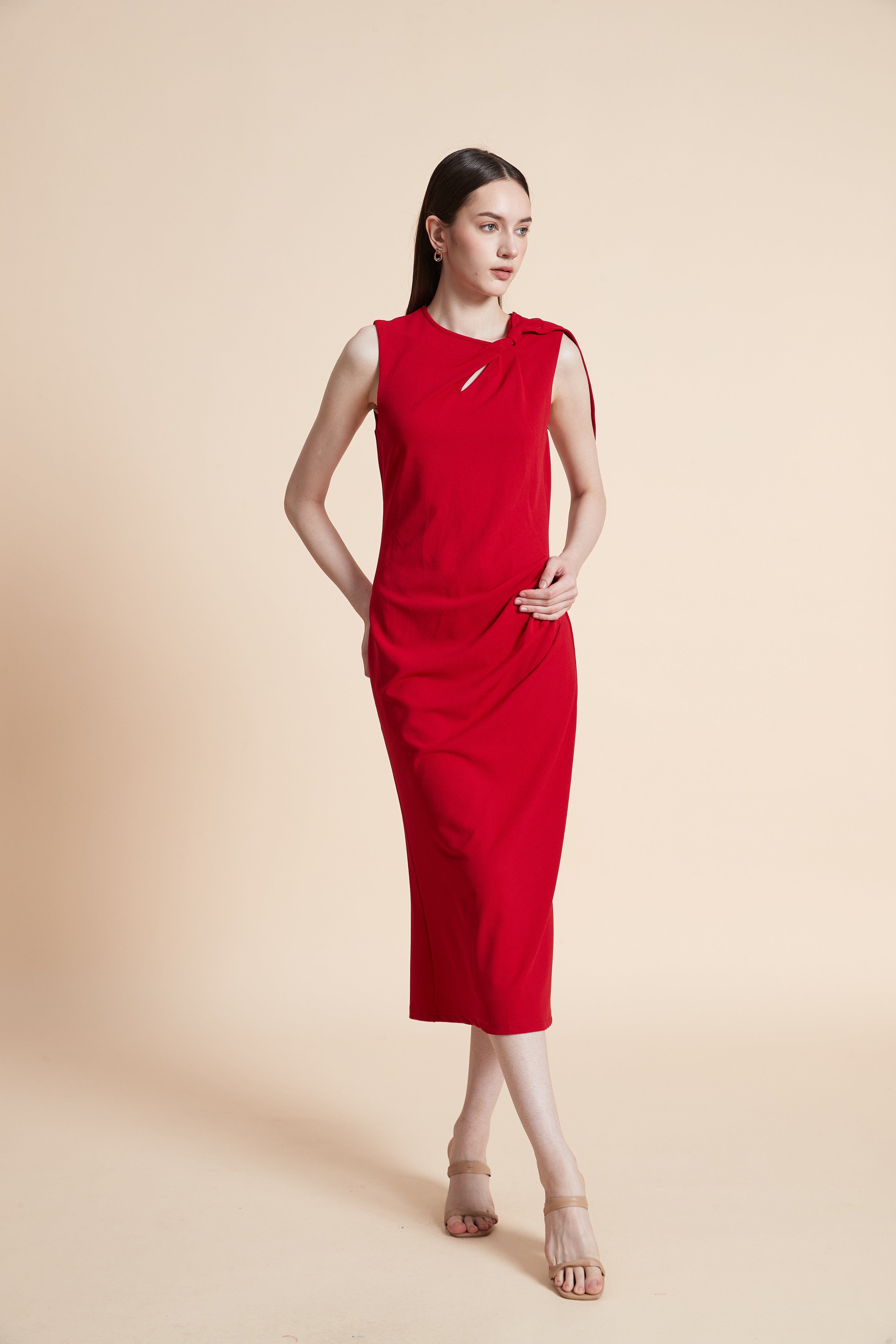 Sleeveless Plain Midi Dress