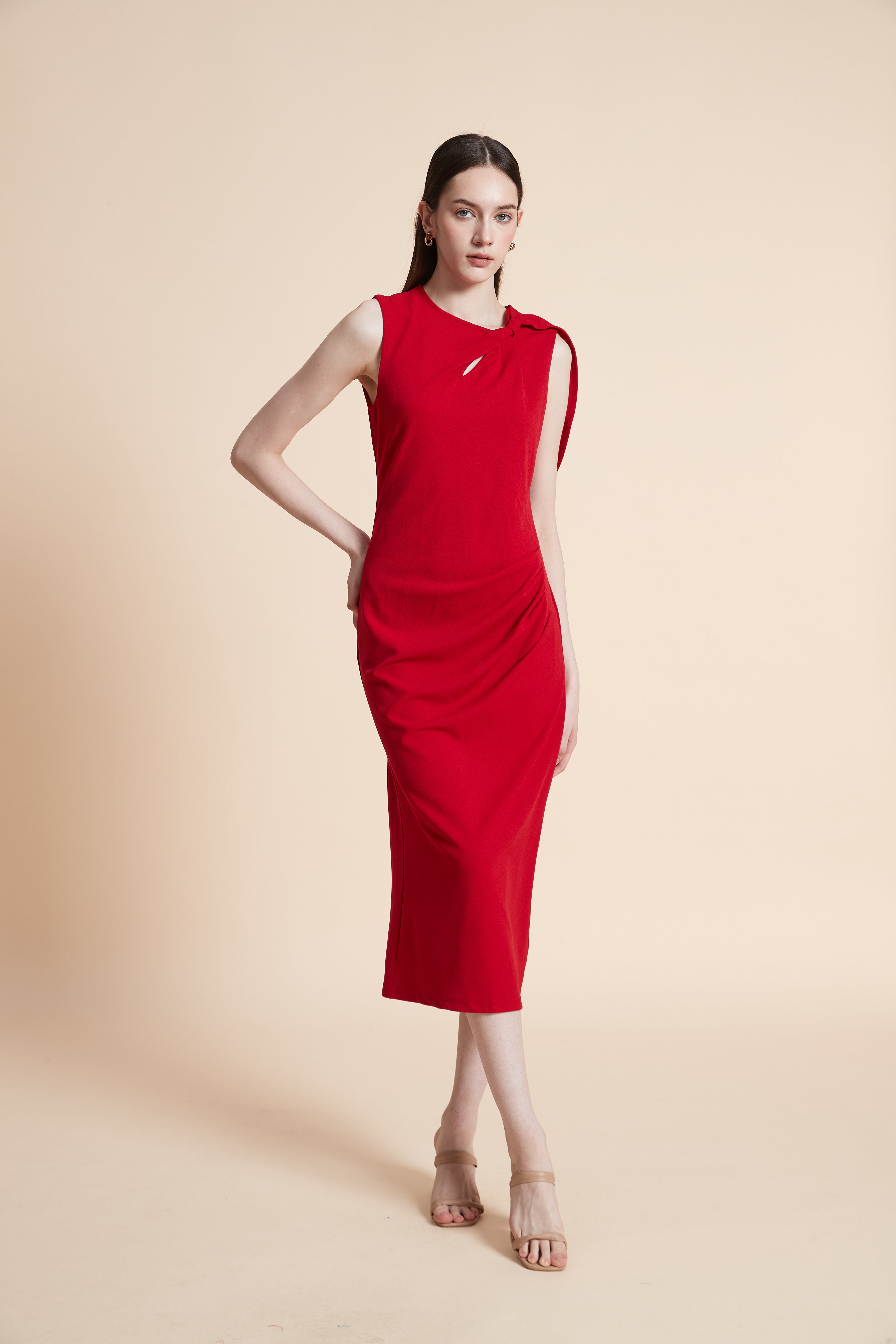 Sleeveless Plain Midi Dress