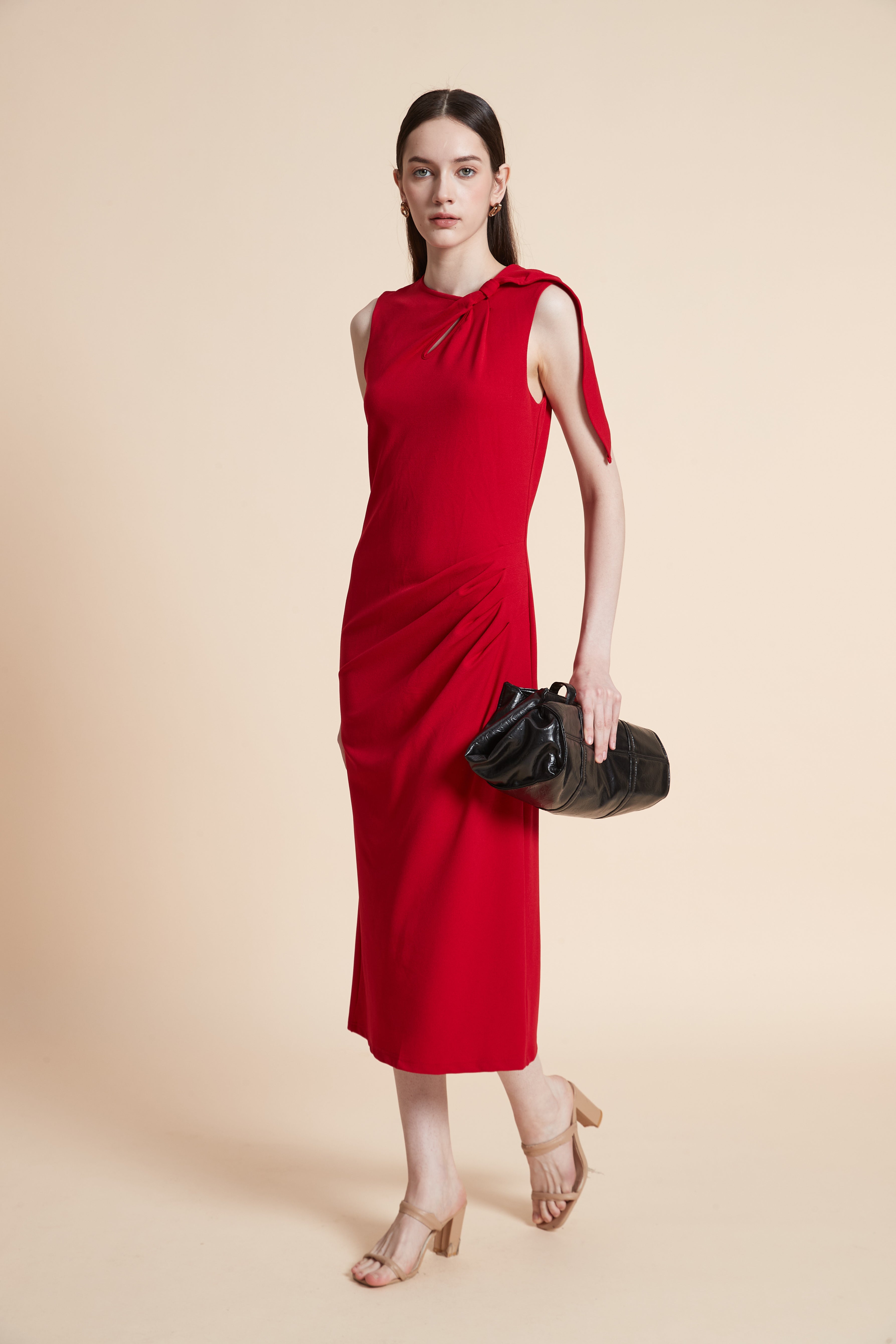 Sleeveless Plain Midi Dress