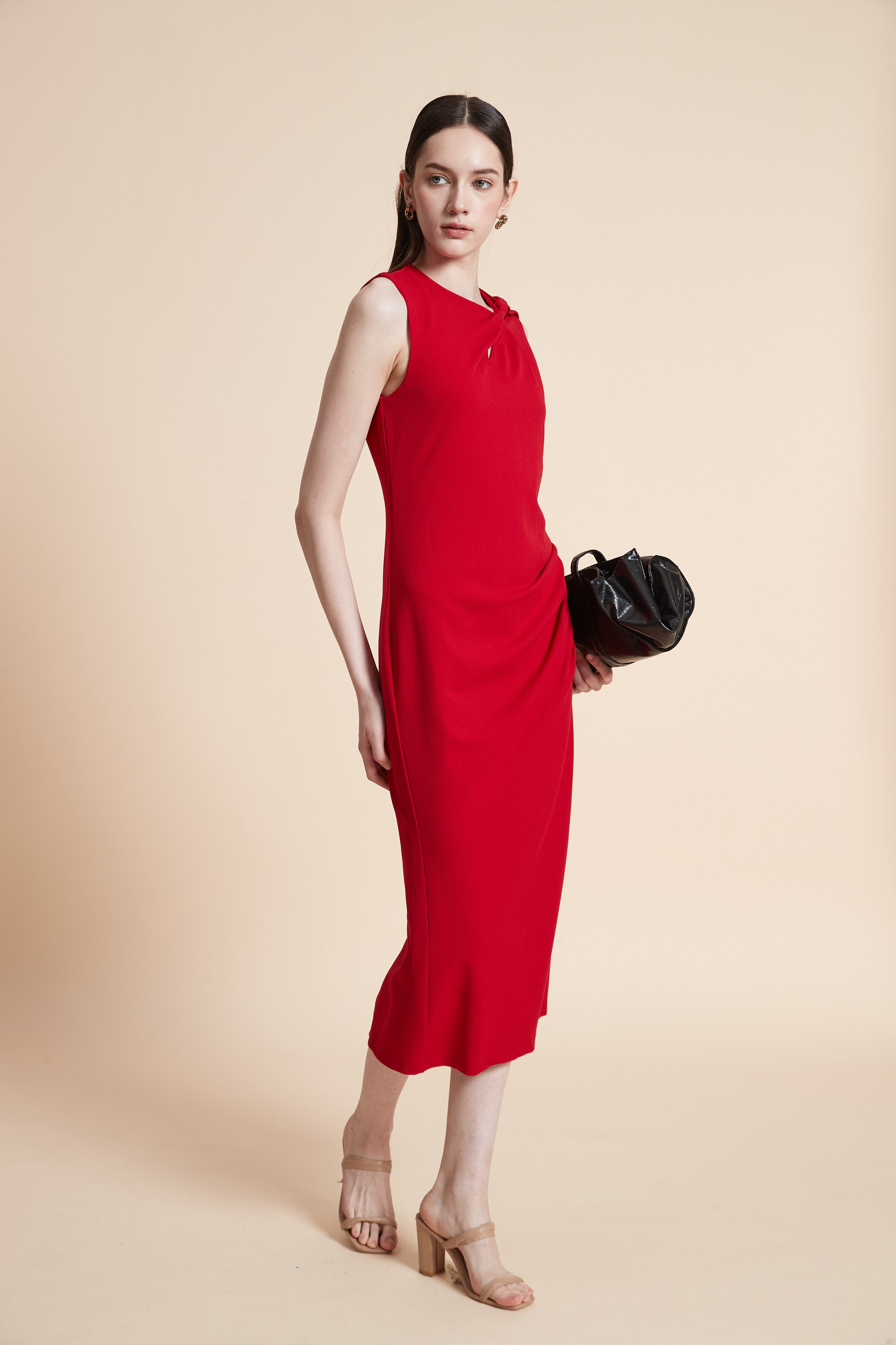 Sleeveless Plain Midi Dress