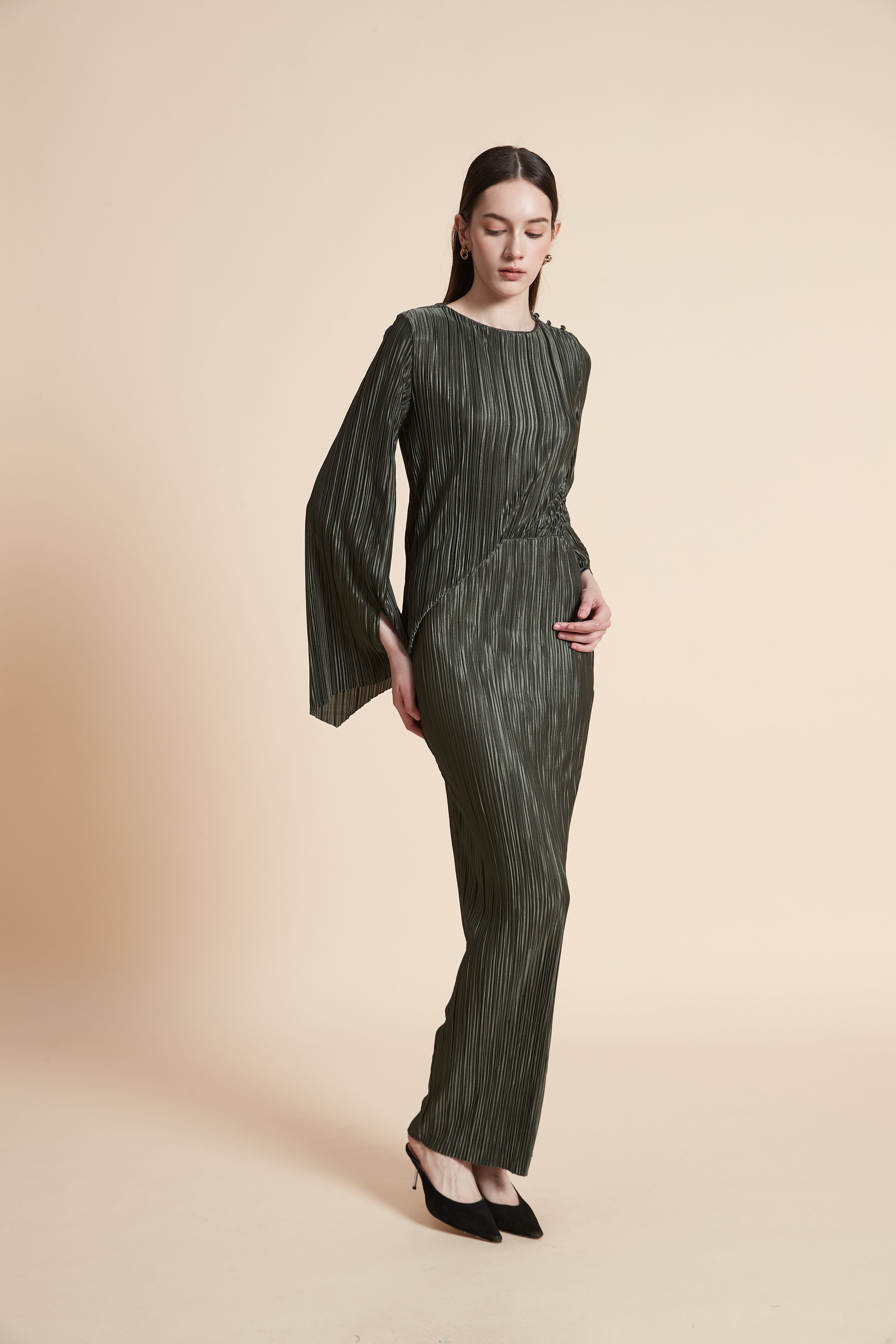 Printed Long Sleeve Maxi Dress