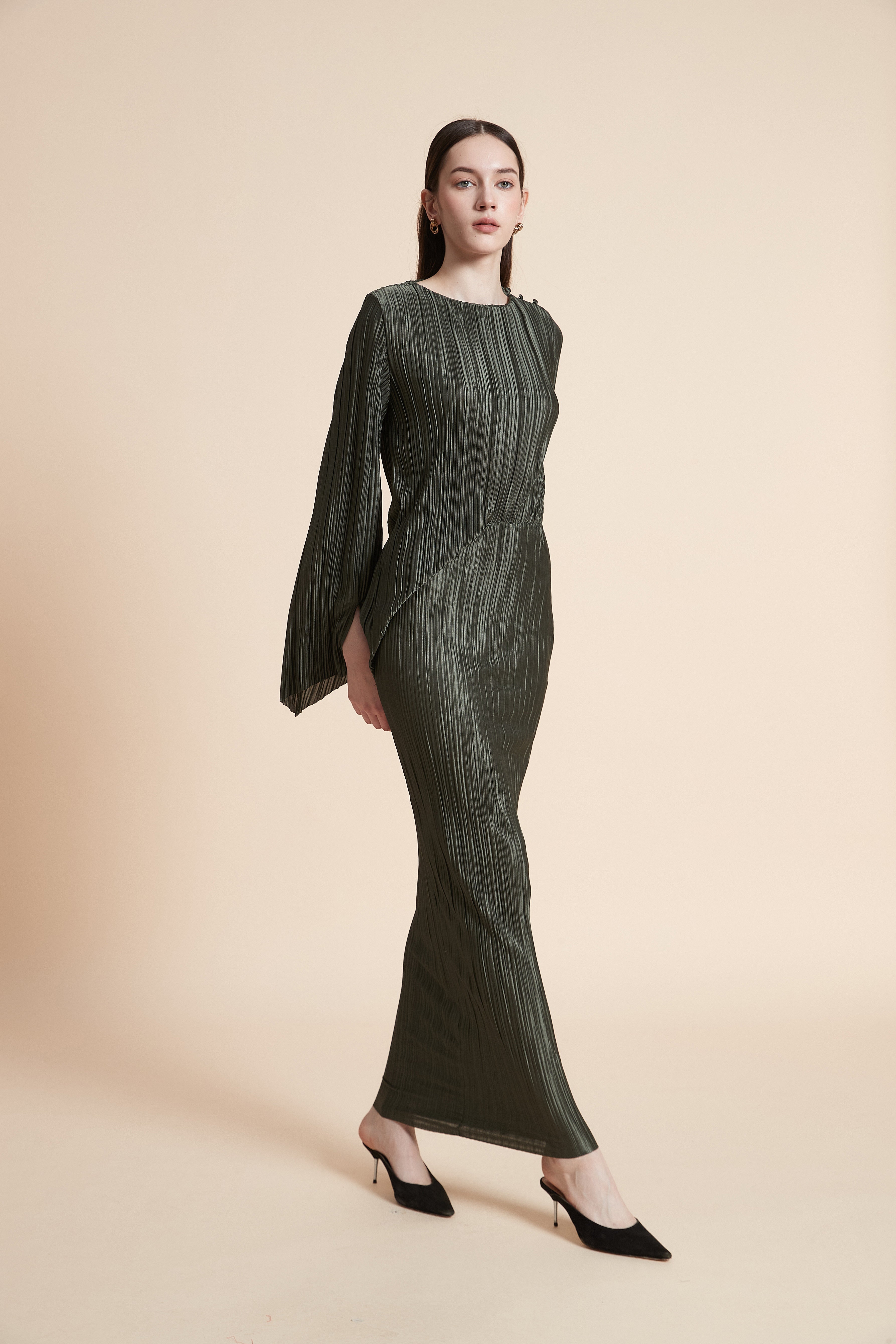 Printed Long Sleeve Maxi Dress