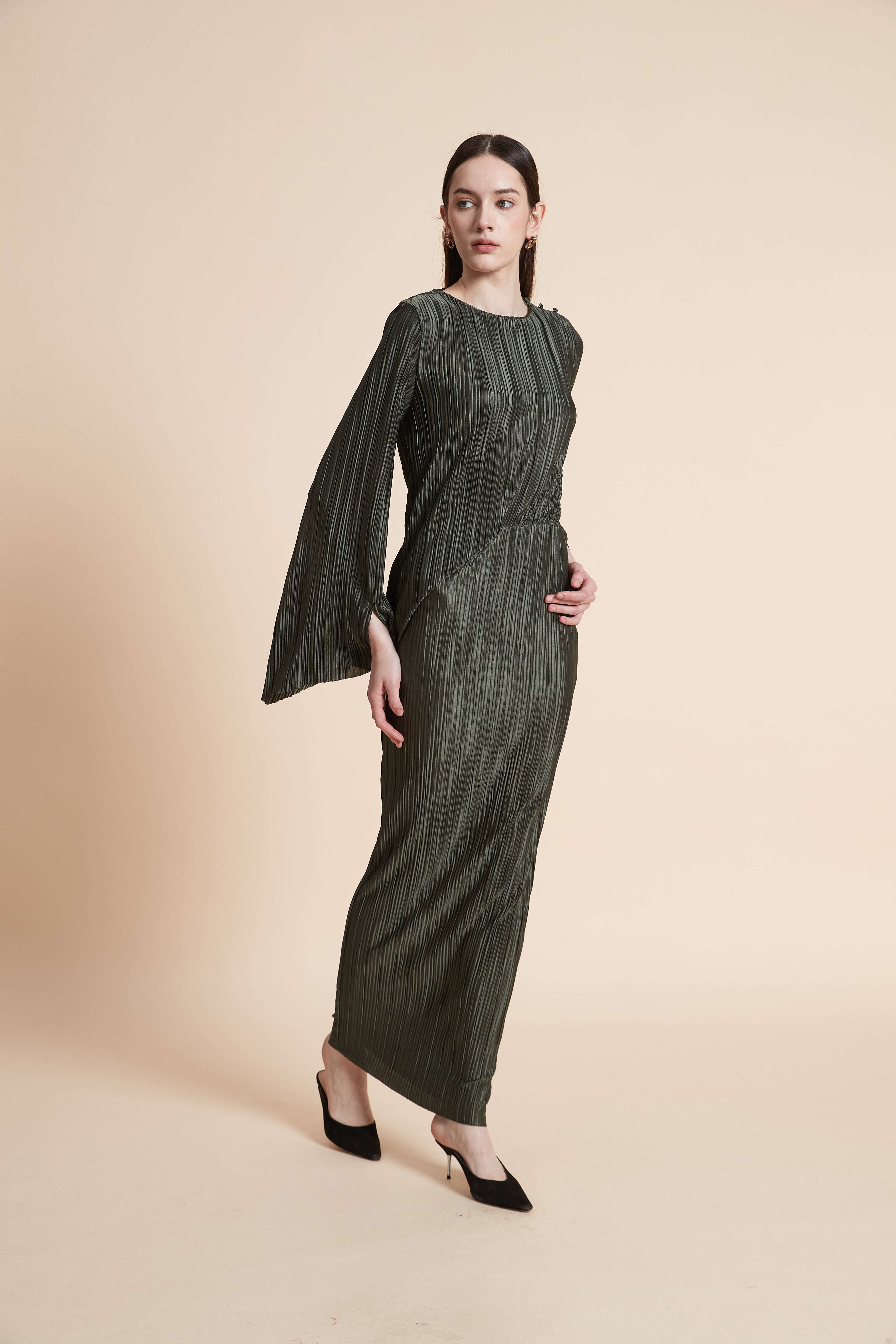 Printed Long Sleeve Maxi Dress