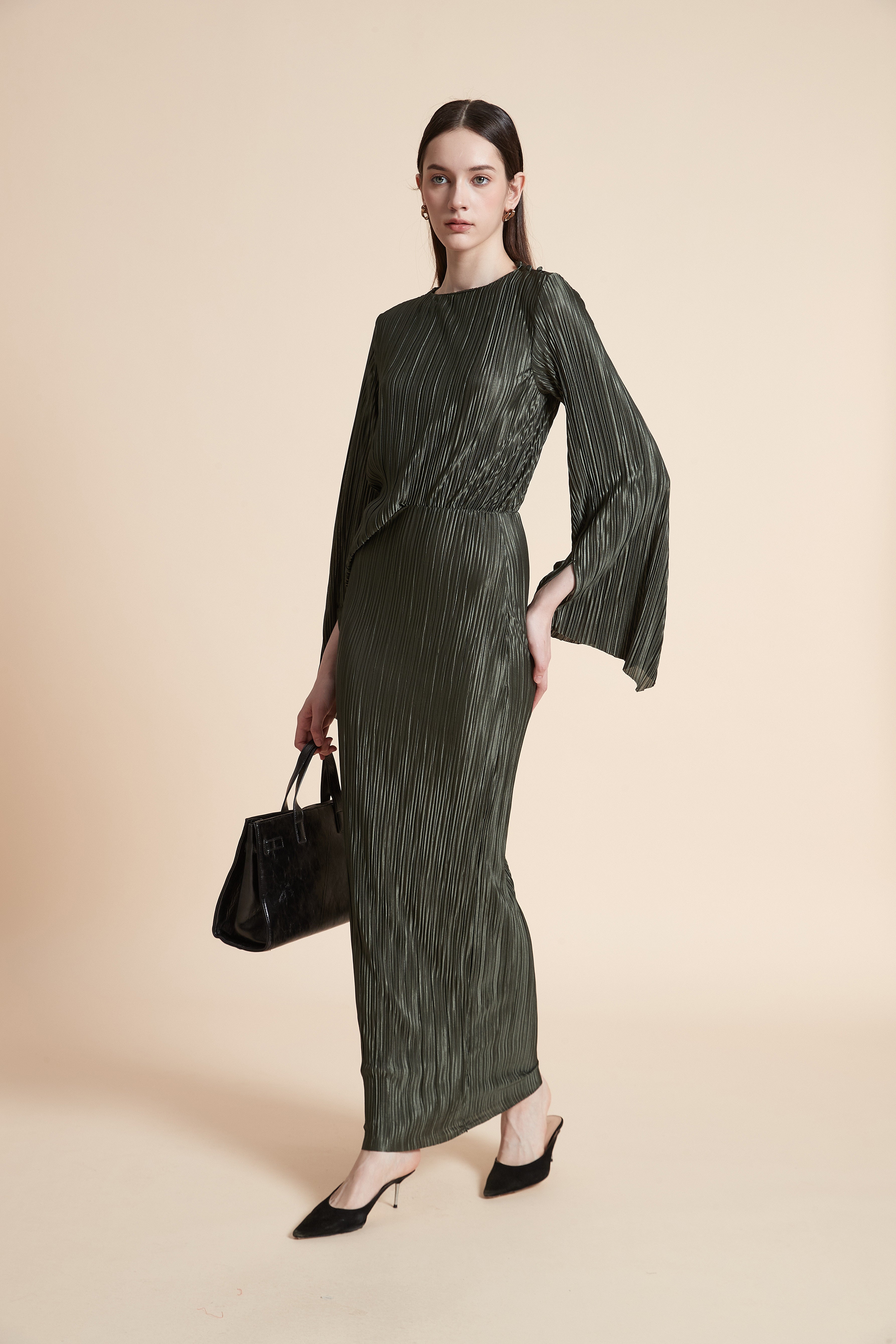 Printed Long Sleeve Maxi Dress