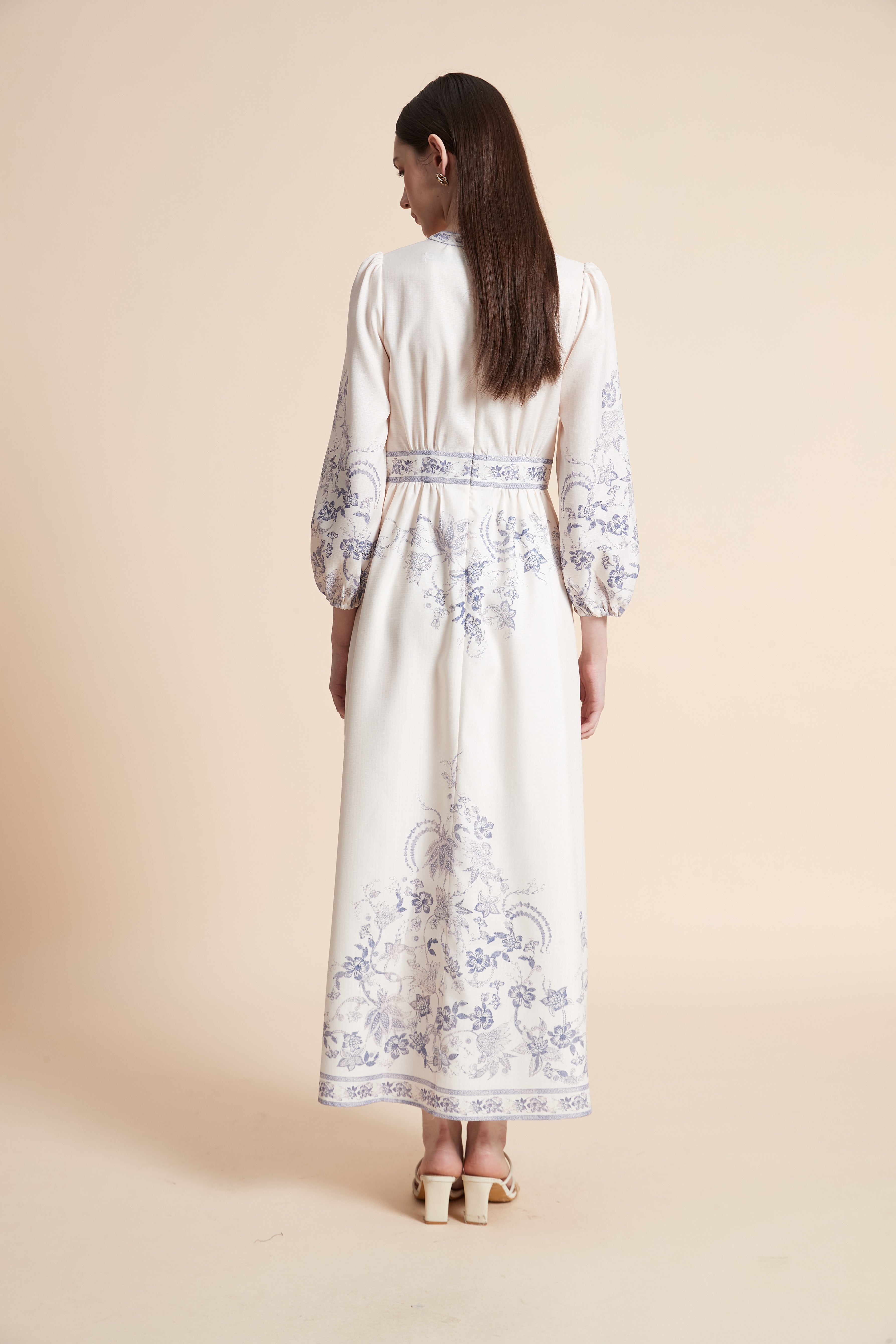 Plus Size Long Sleeve Printed Maxi Dress