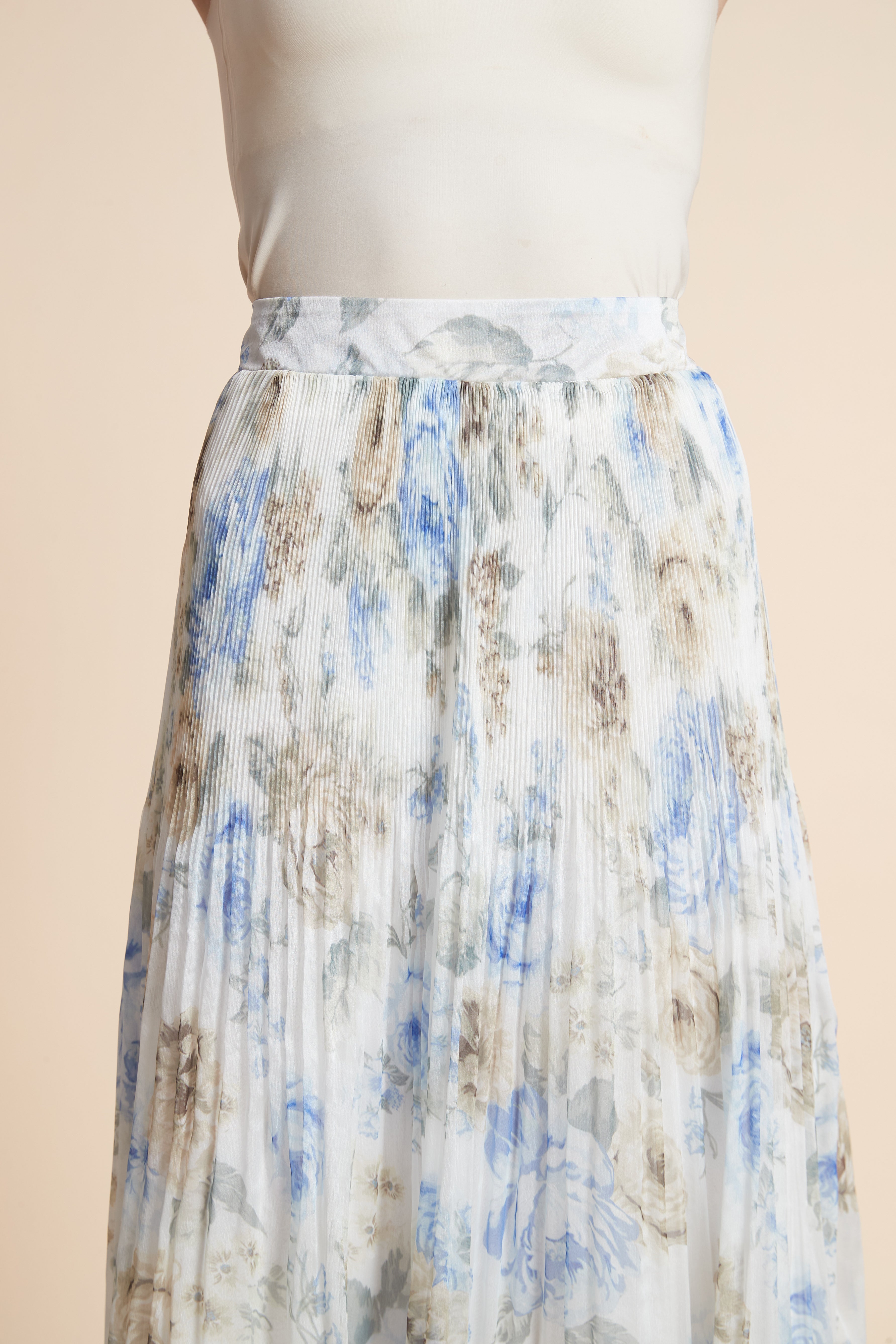 تنورة ميدي منقوشة واسعة بليسيه