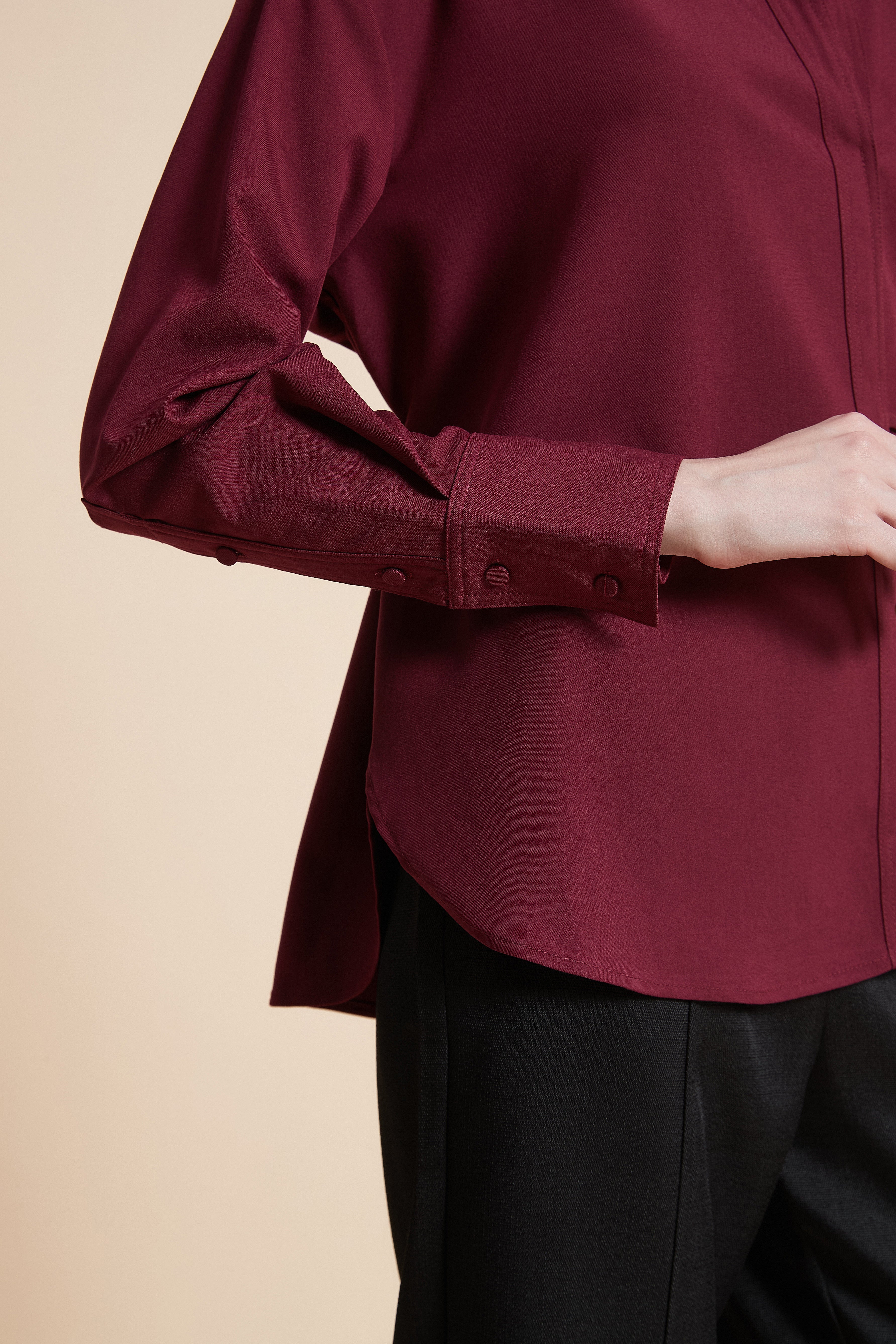 Solid Long Sleeve Shirt with Side Tie