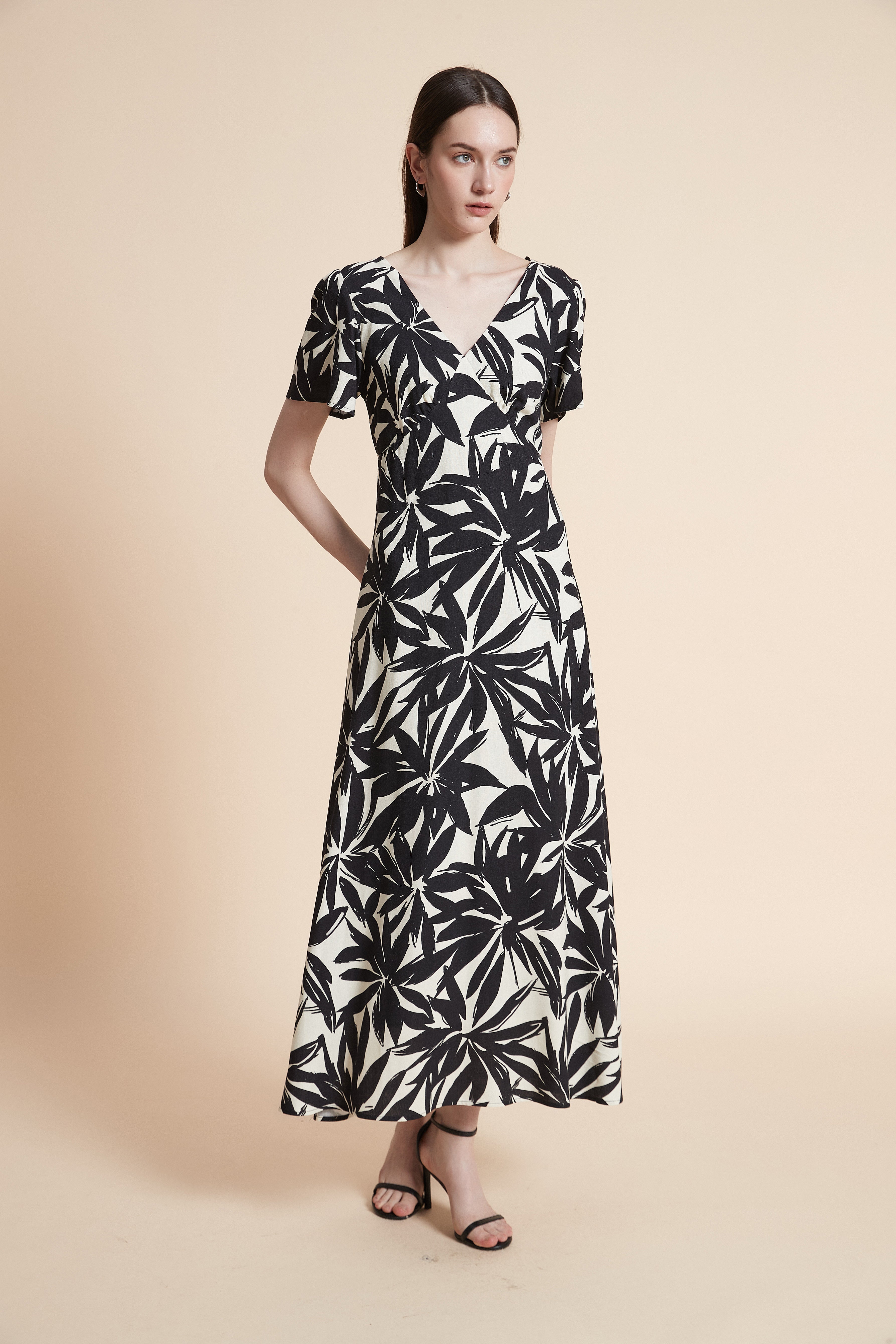 Short Sleeve Printed Maxi Dress