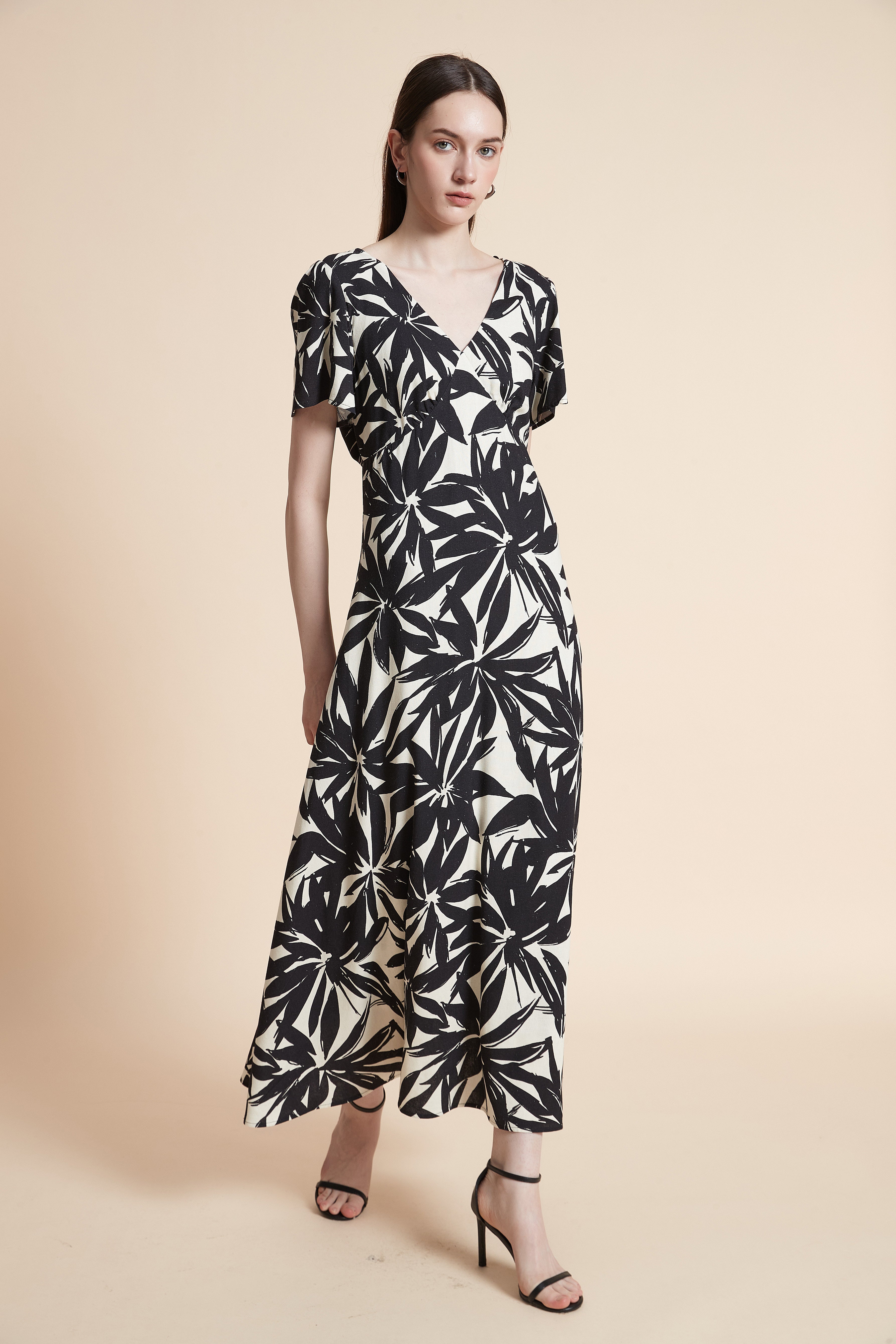 Short Sleeve Printed Maxi Dress