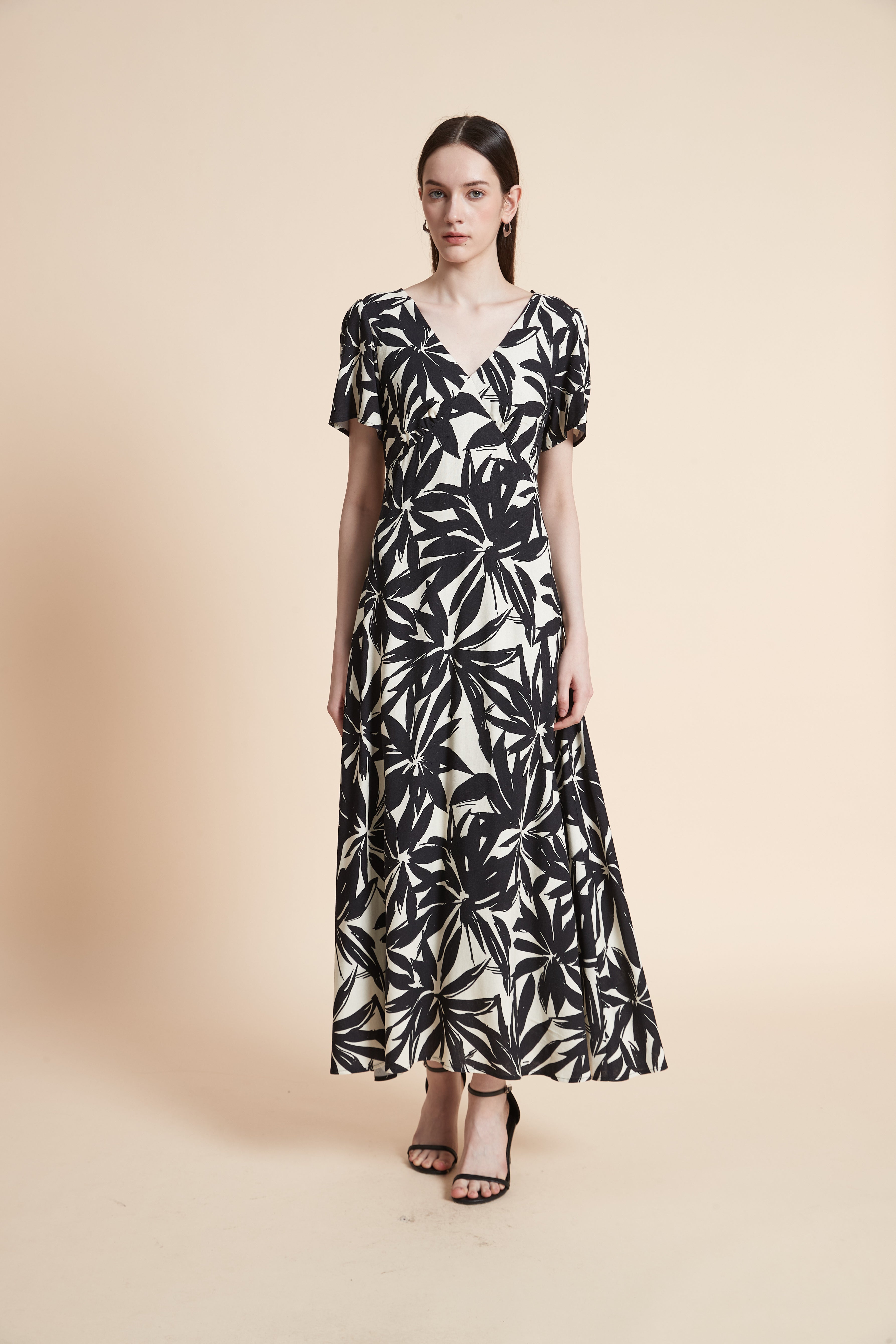 Short Sleeve Printed Maxi Dress
