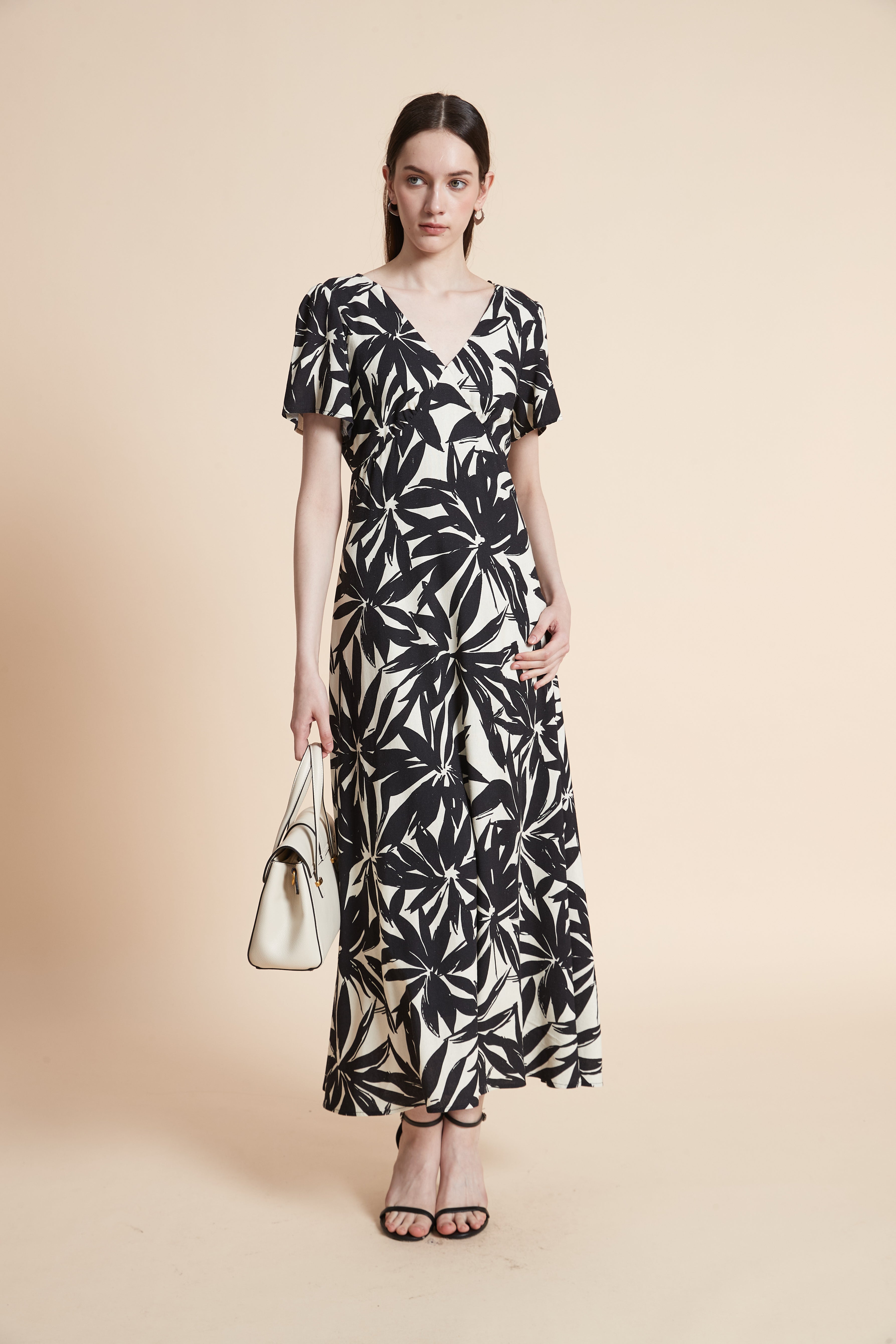 Short Sleeve Printed Maxi Dress