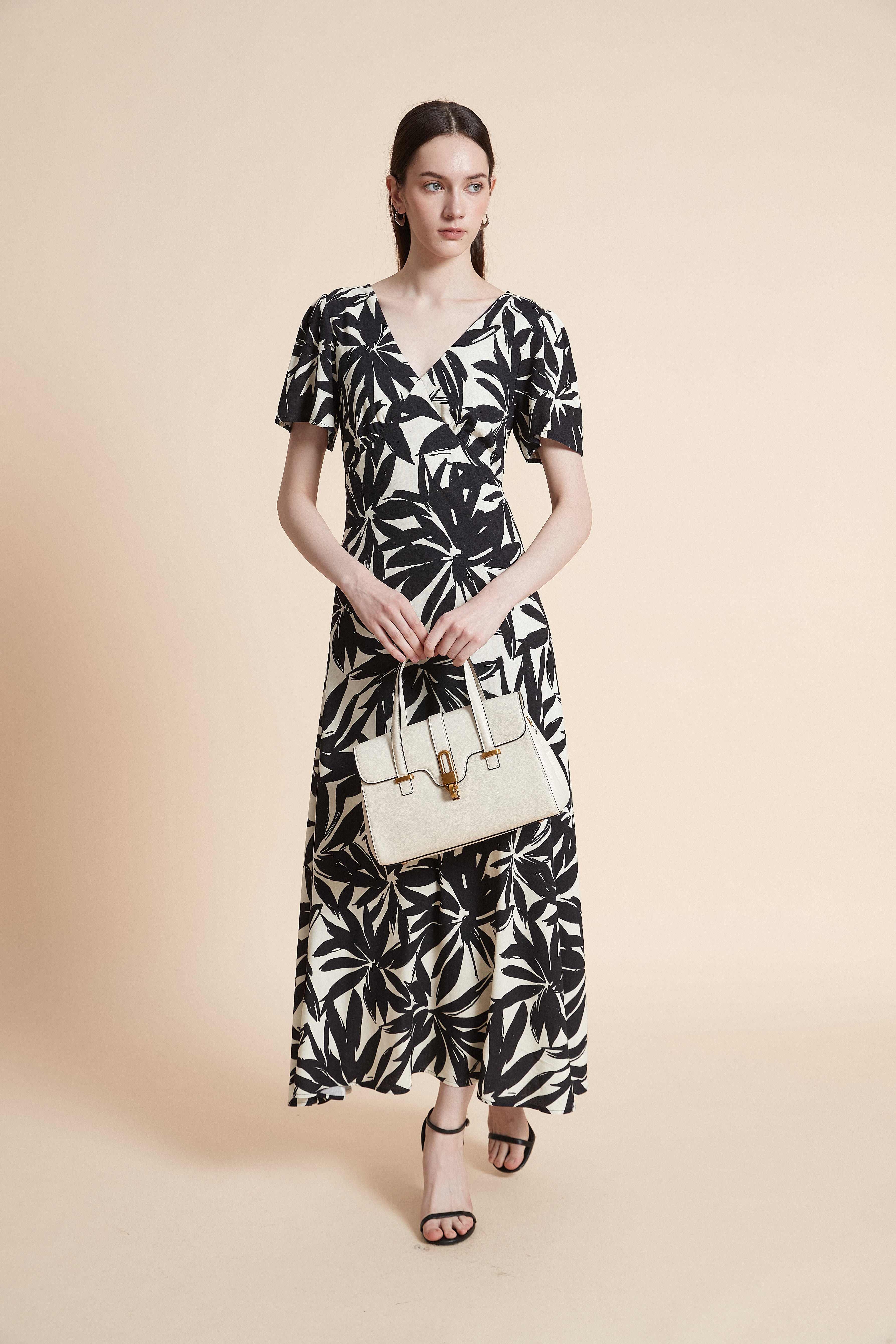 Short Sleeve Printed Maxi Dress