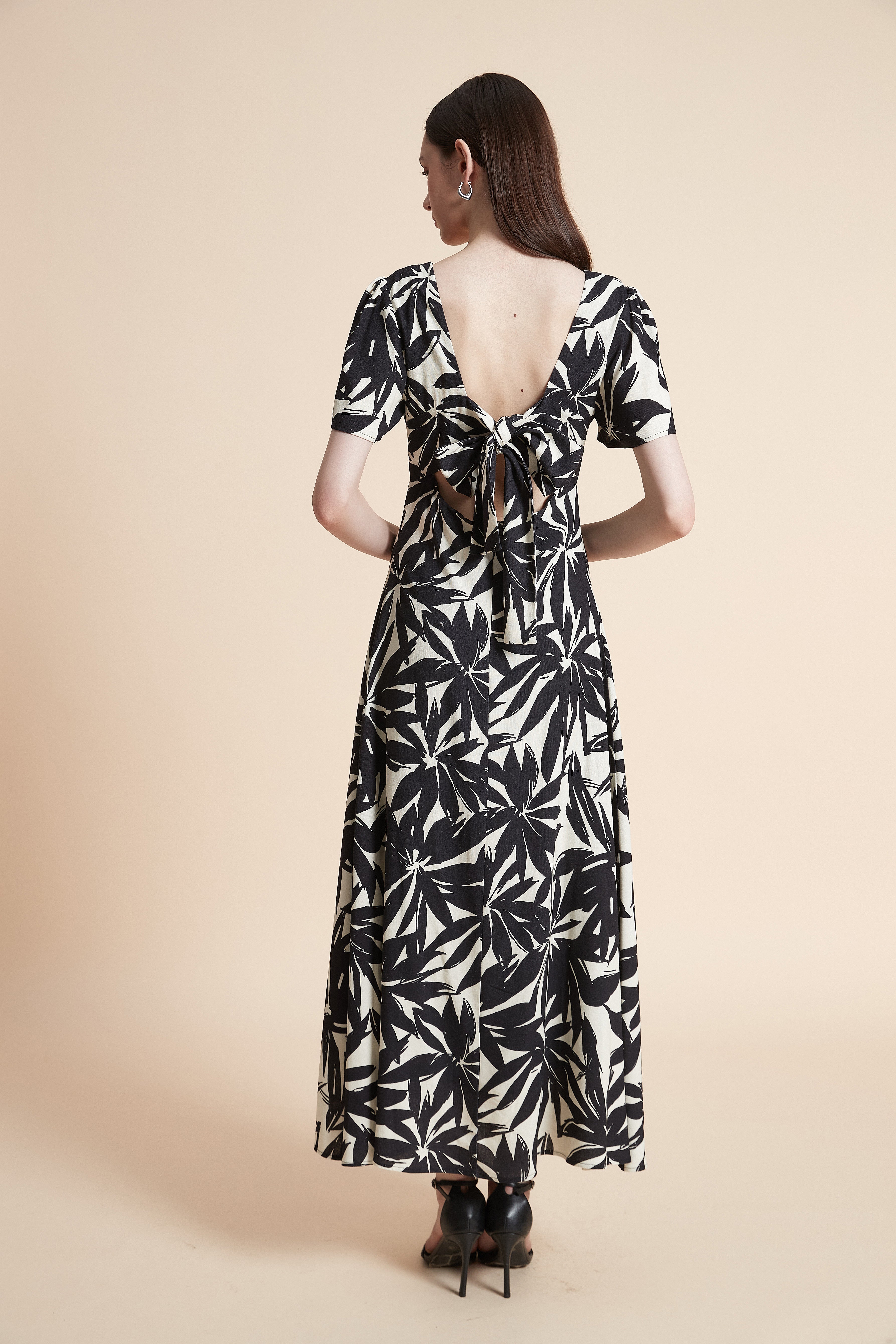 Short Sleeve Printed Maxi Dress