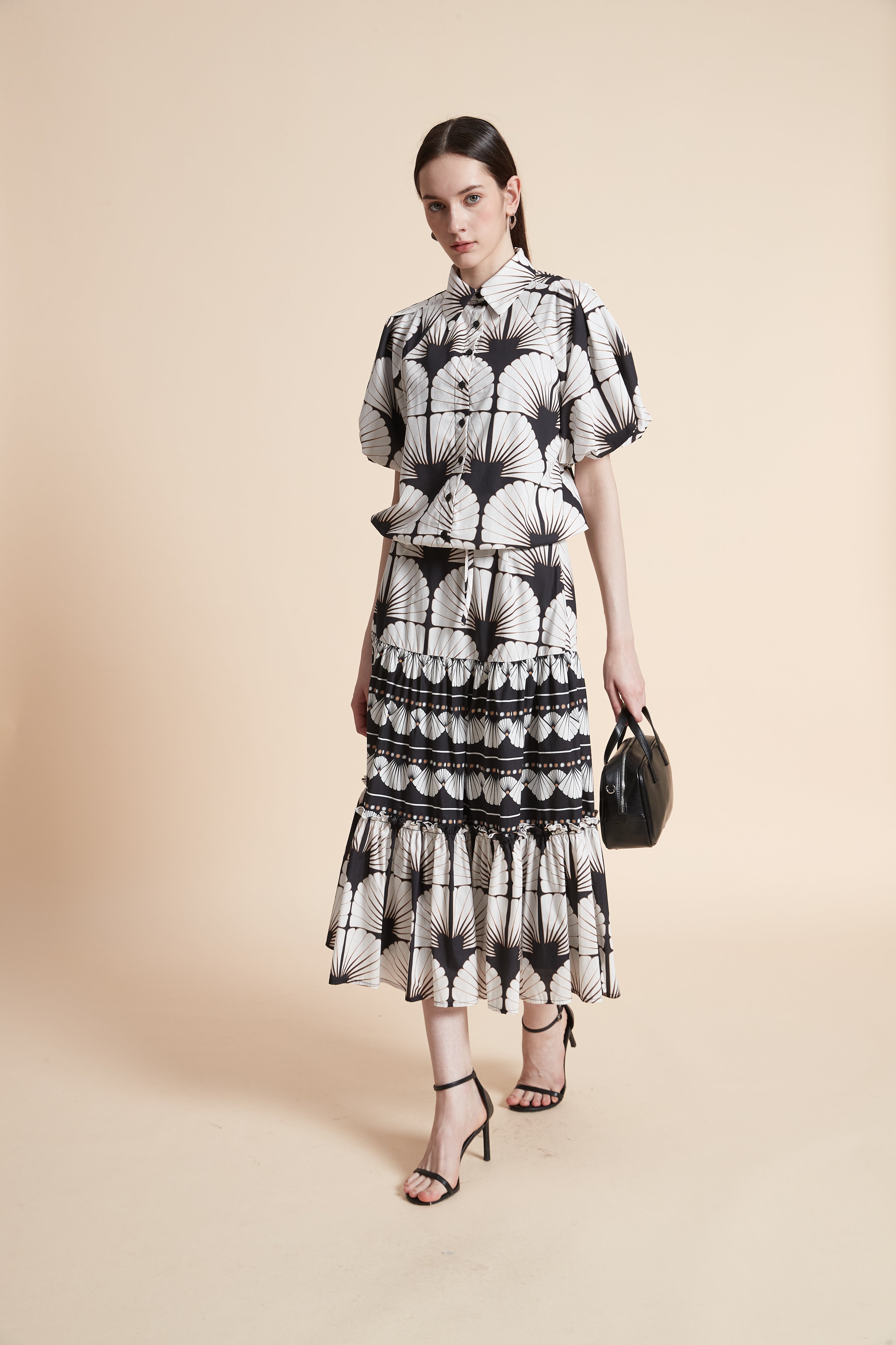 Printed Short Sleeve Blouse