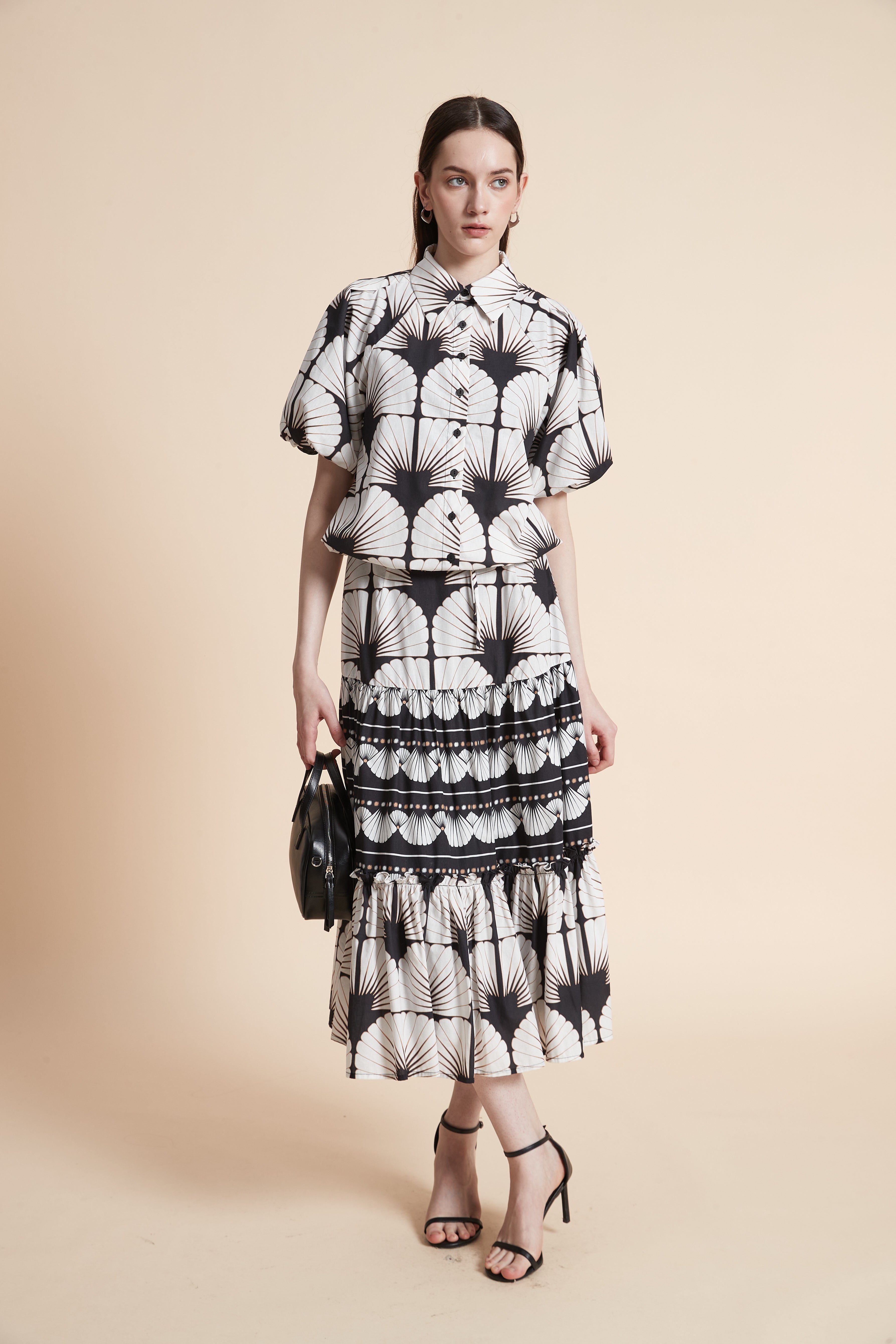 Printed Short Sleeve Blouse