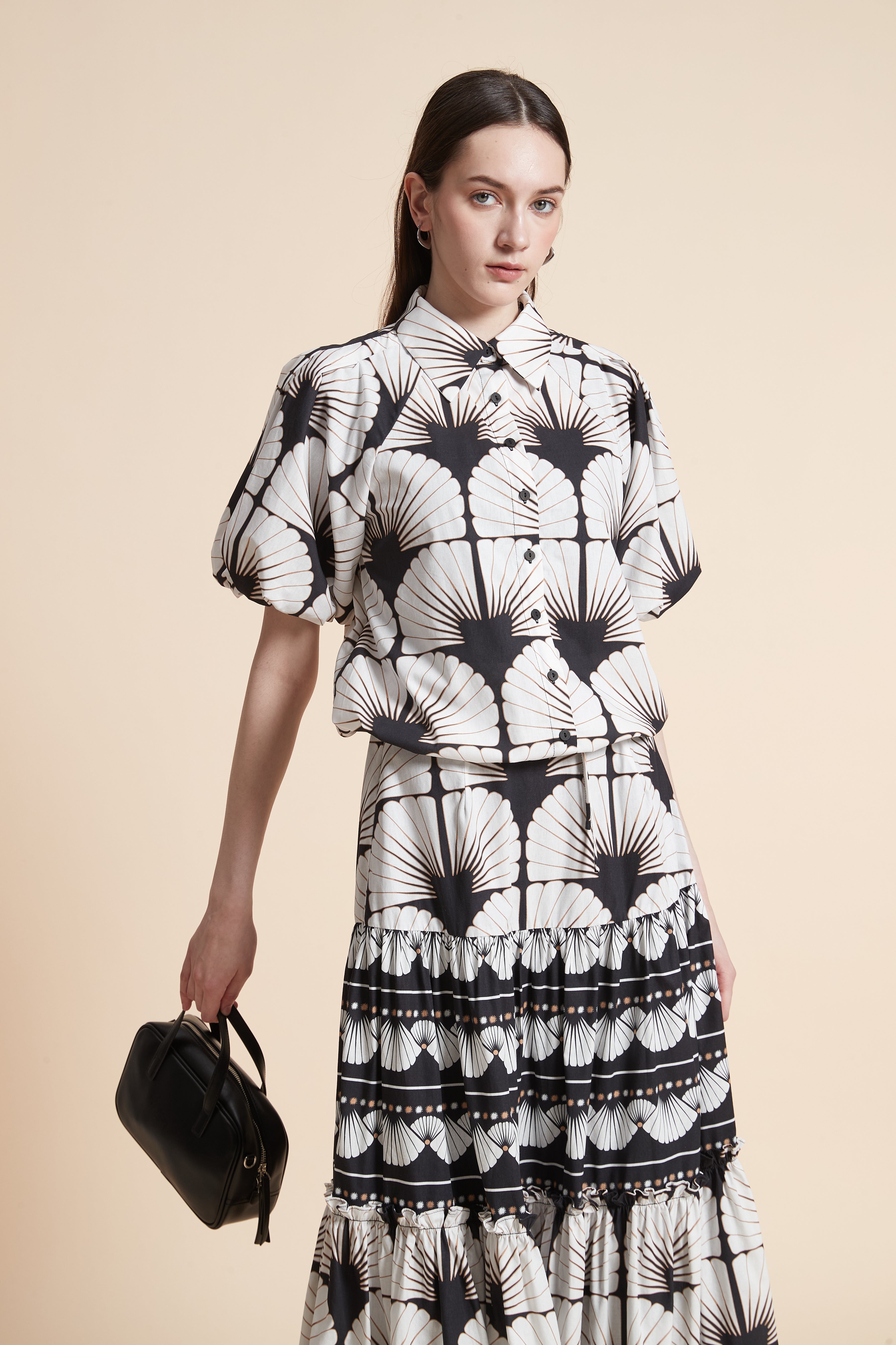 Printed Short Sleeve Blouse