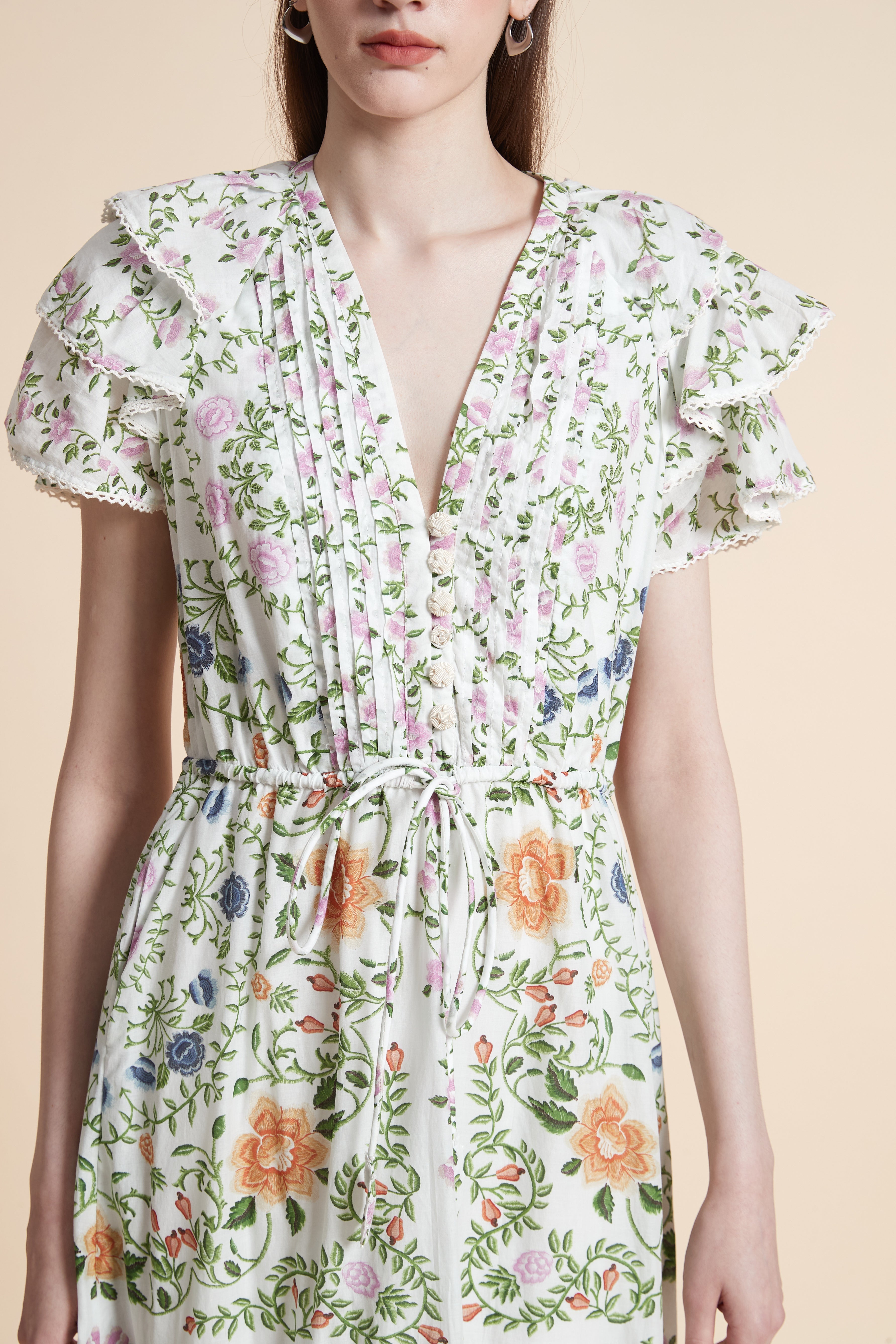 Short Sleeve Printed Midi Dress