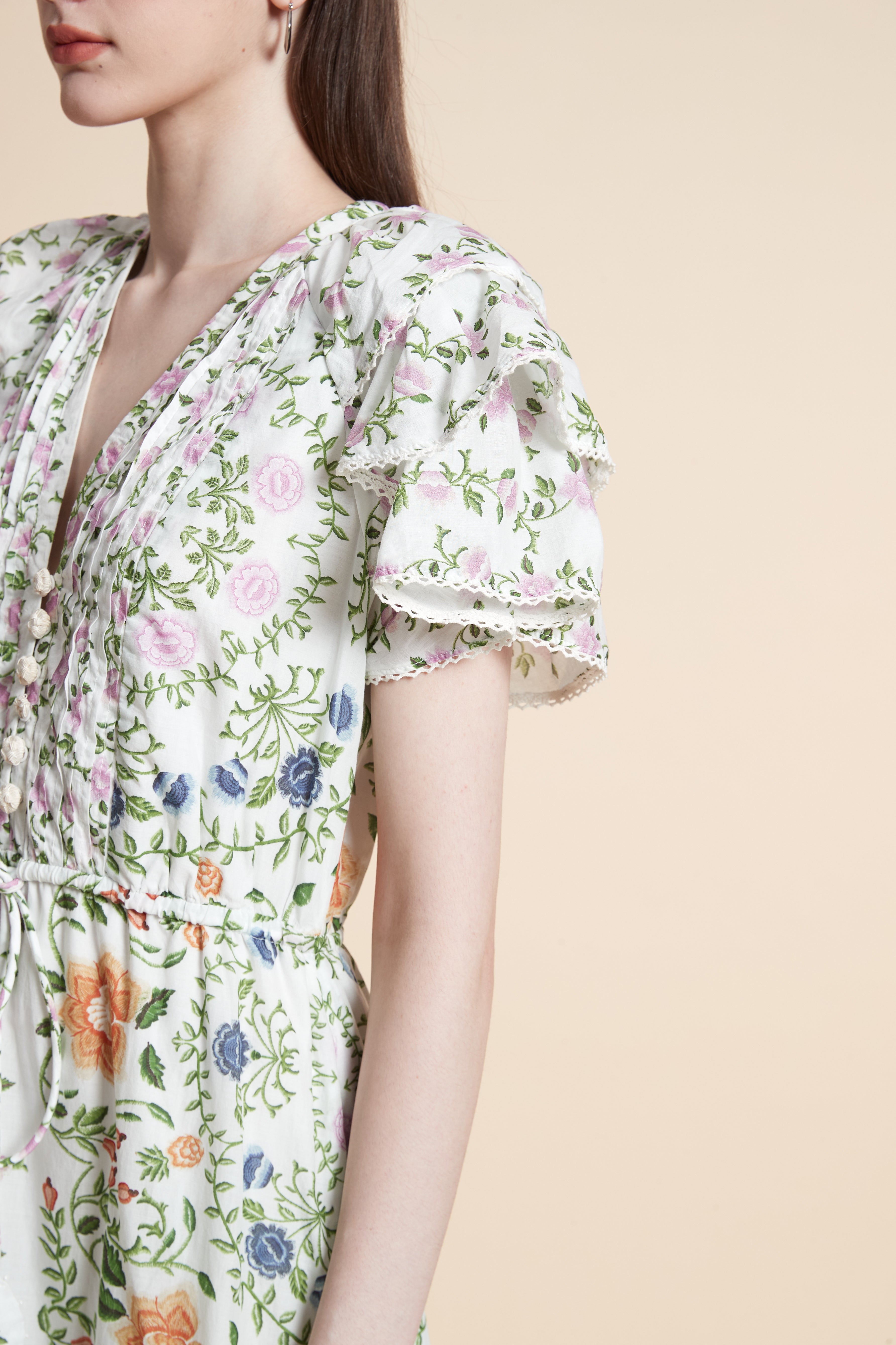 Short Sleeve Printed Midi Dress