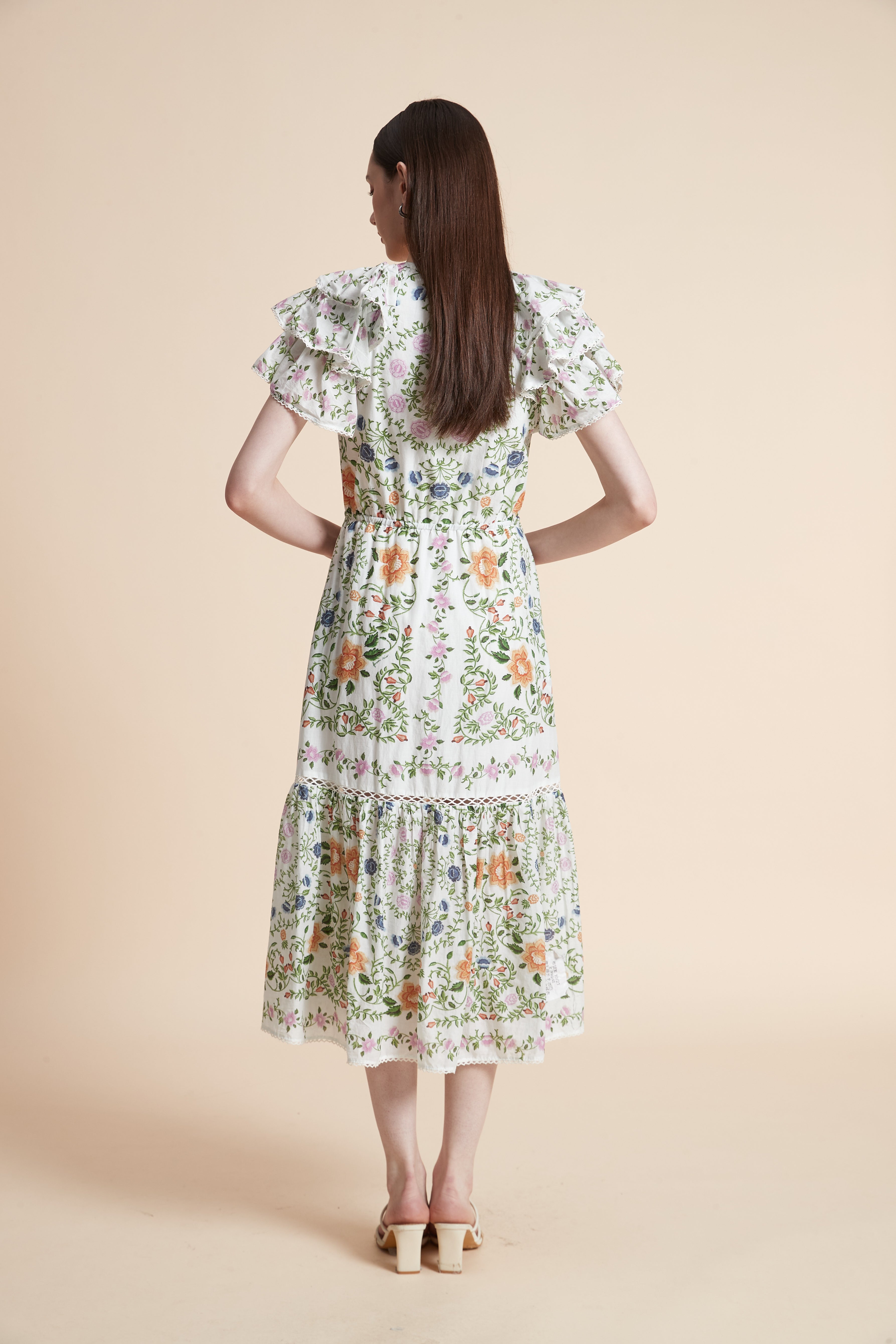 Short Sleeve Printed Midi Dress