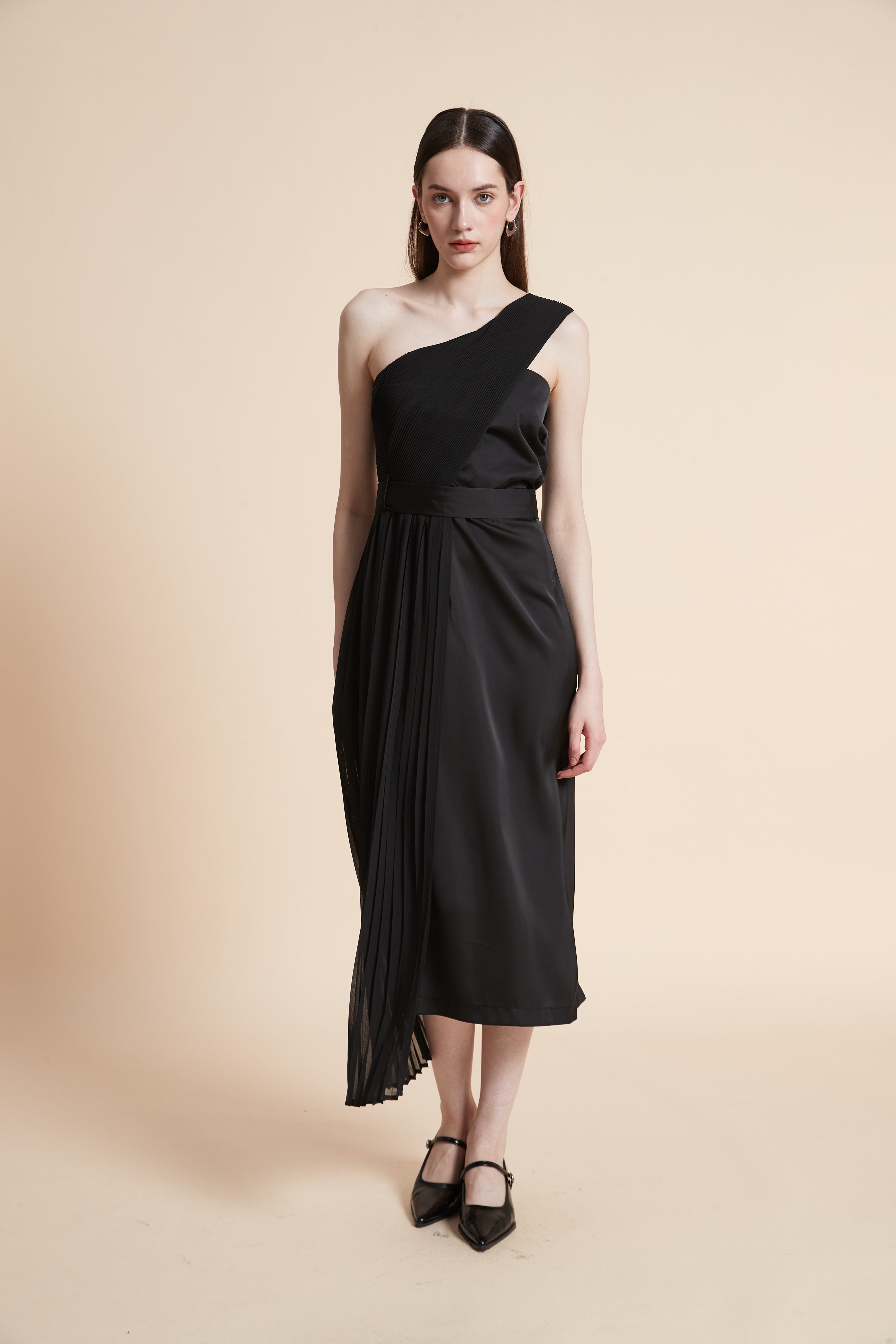 Printed Sleeveless Midi Dress with Off-Shoulder Design
