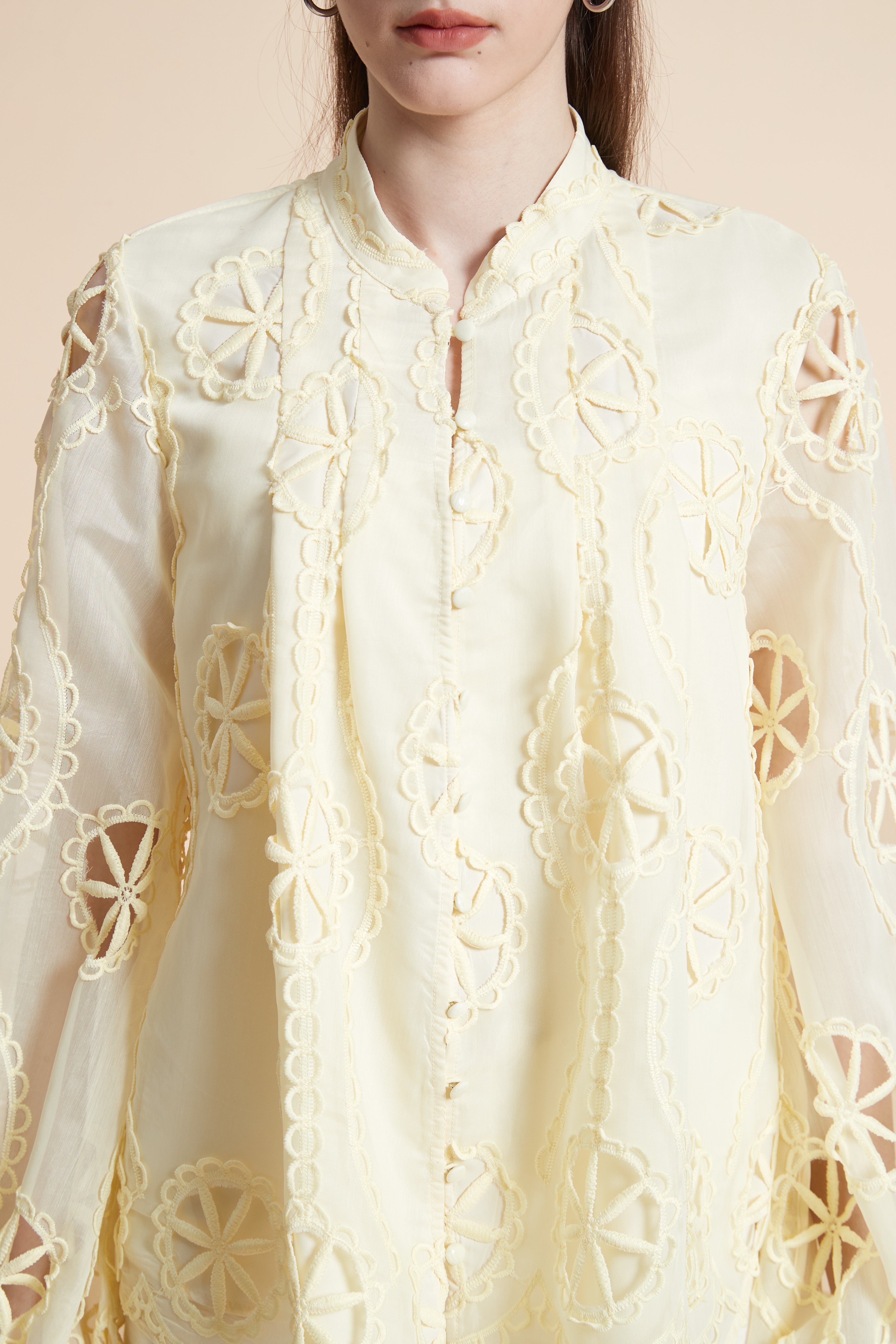 بلوزة مطرزة بأكمام طويلة