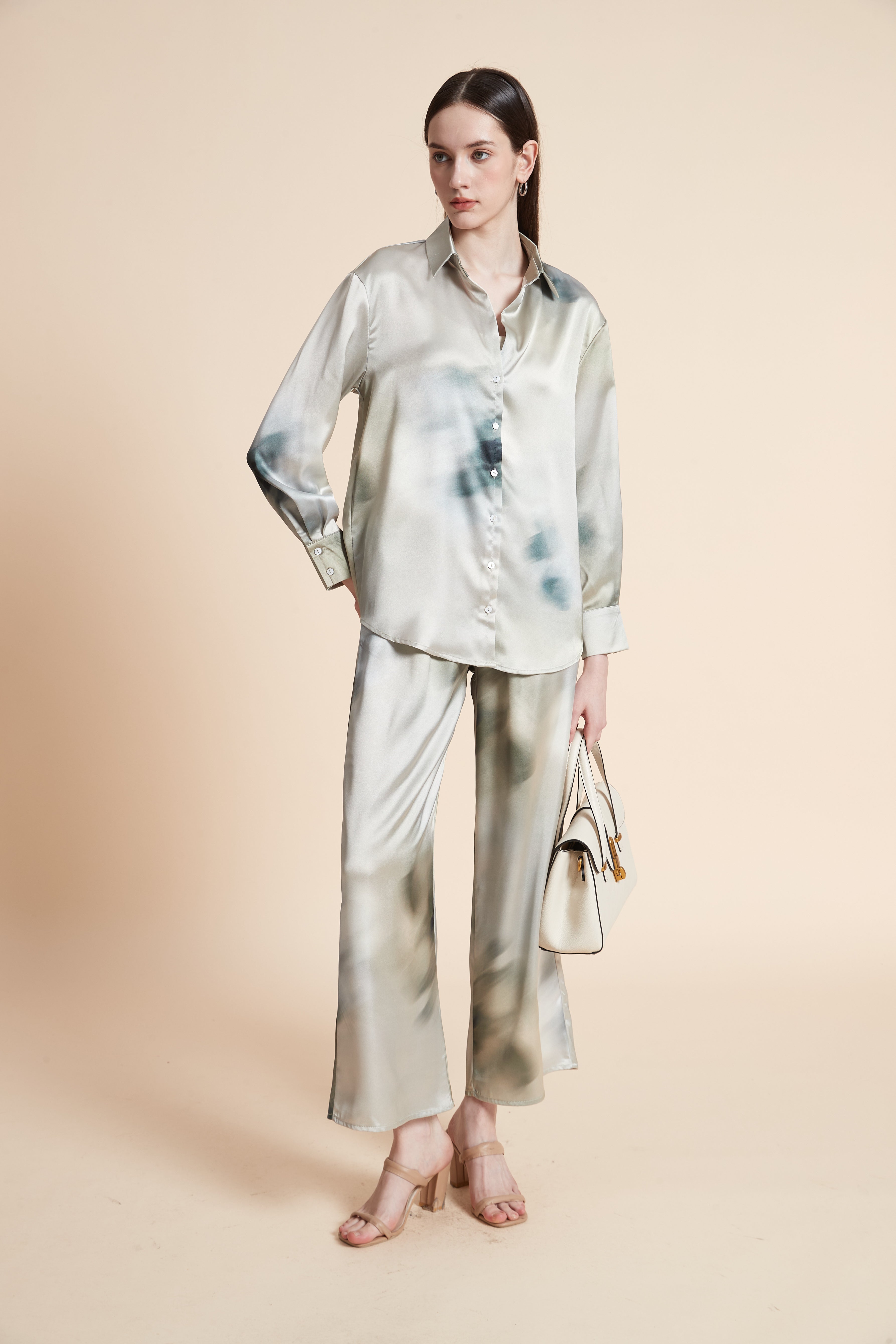 Printed Wide-Leg Trousers