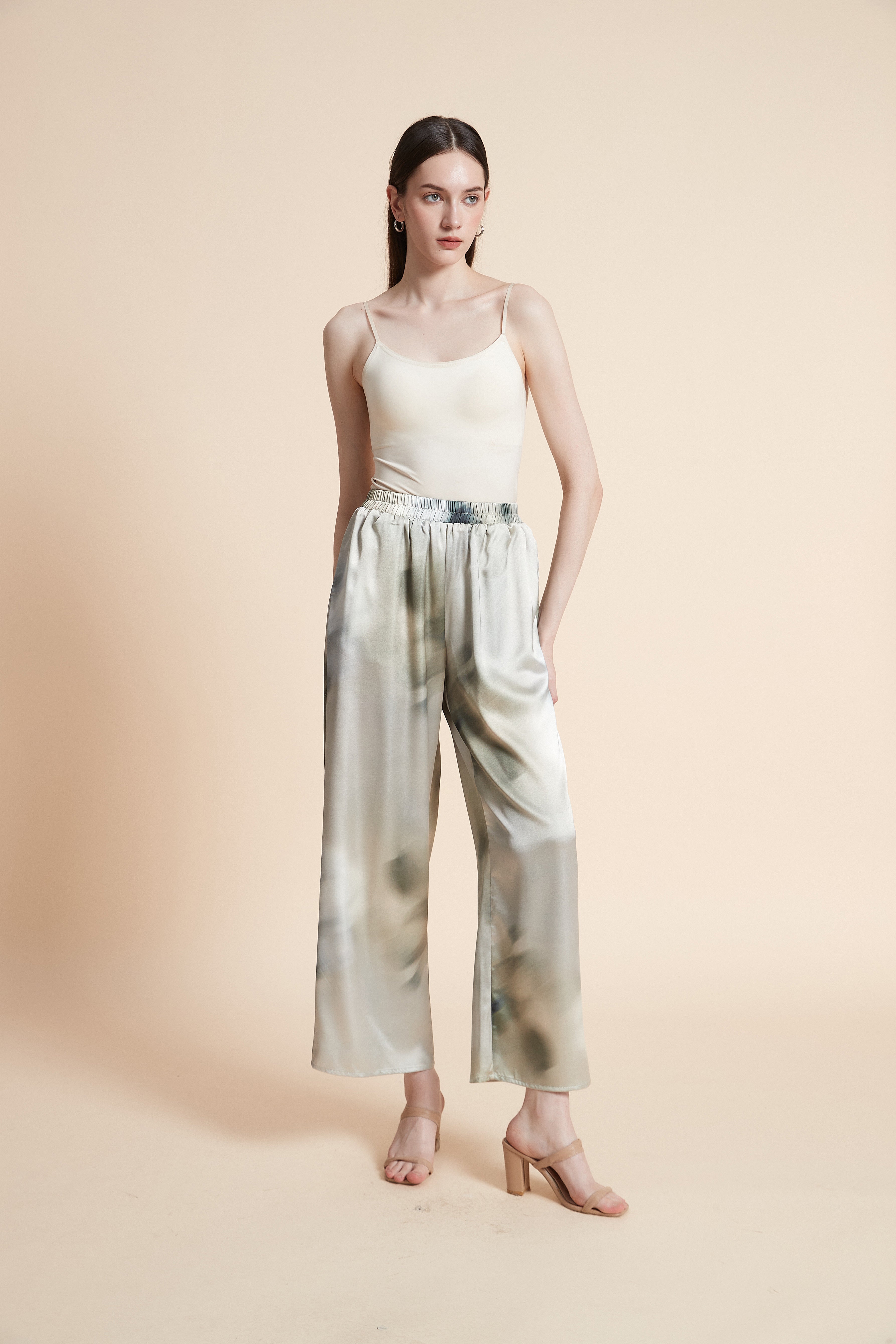 Printed Wide-Leg Trousers